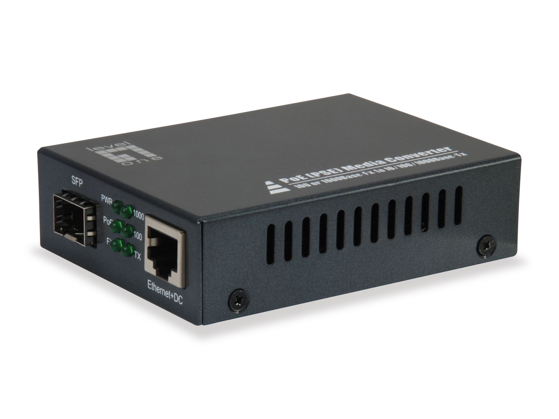 Gigabit Ethernet PoE PSE Media Konverter, 10/100/1000T RJ45 - SFP