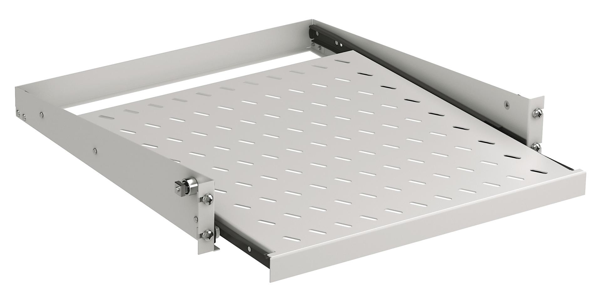 19" 2U Pull-Out Shelf, D=555 mm, Front Mounting, 20 kg, RAL9005