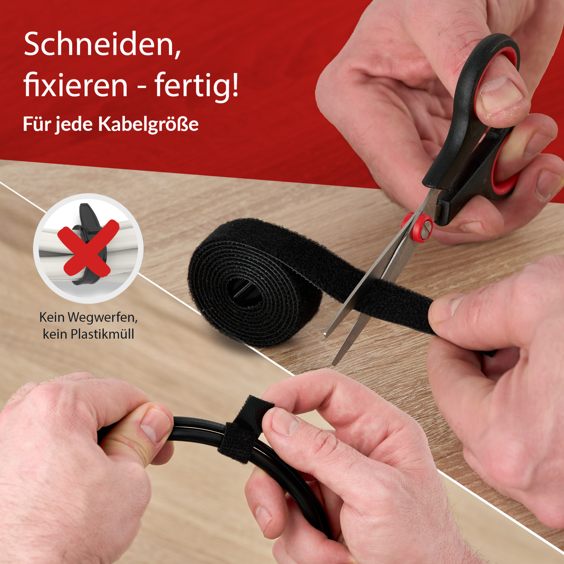 LTC ROLL STRAP Doppelseitige Klettbandrolle,25m schwarz