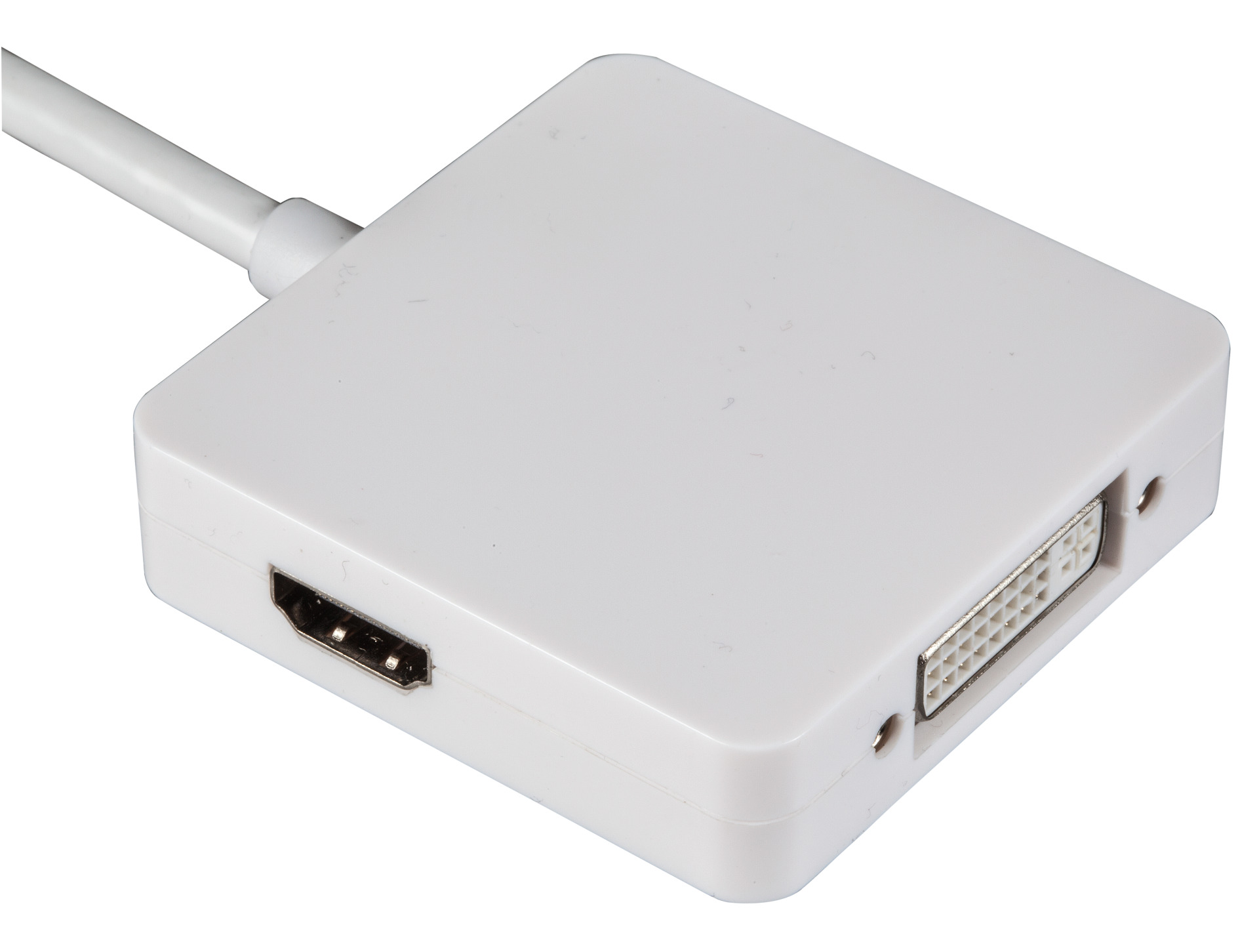 Mini DisplayPort 3-fach Adapter, MiniDP - HDMI+DVI+Displayport Adapter, weiß