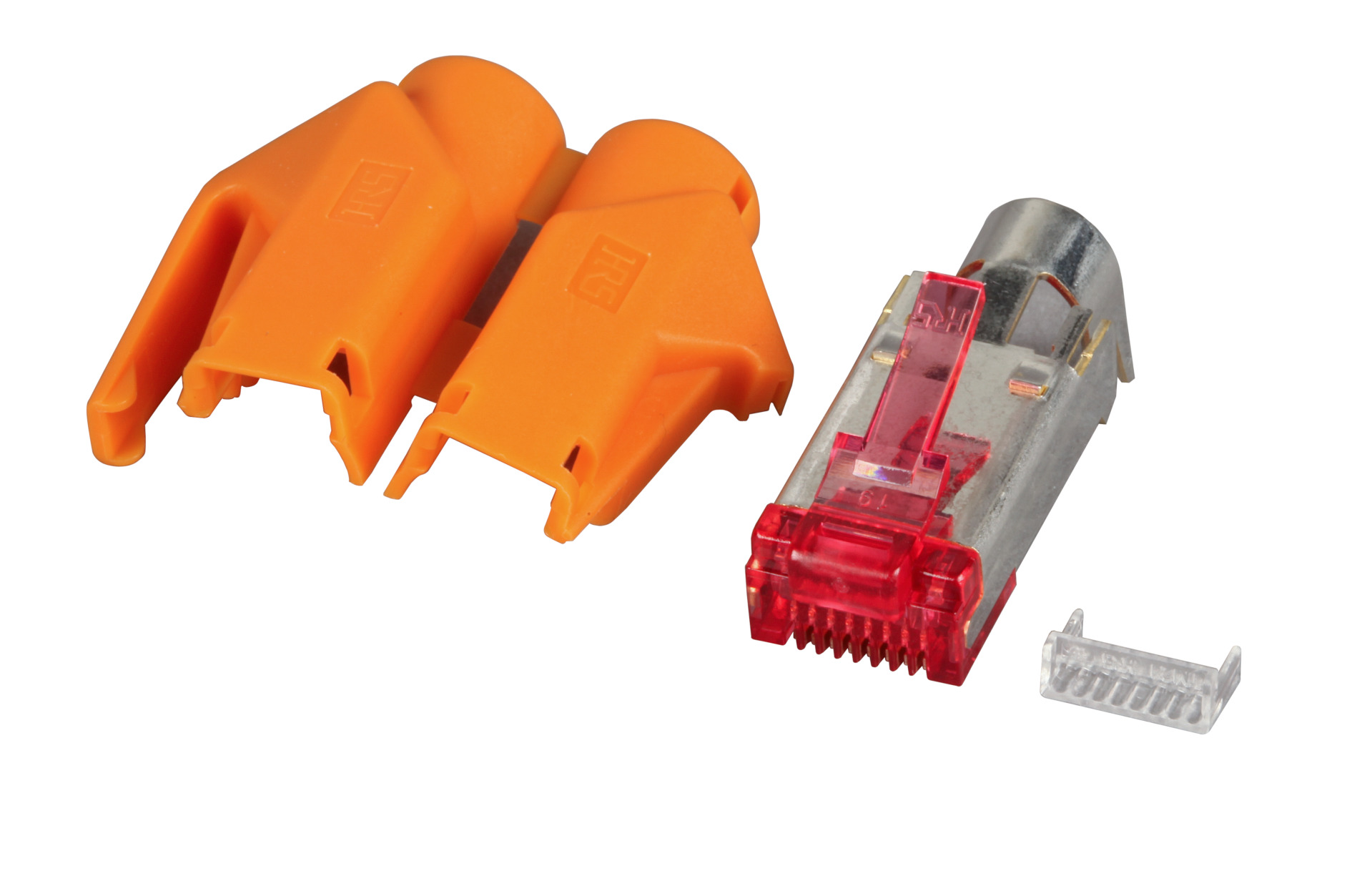 RJ45-Hirose Stecker STP, TM21 orange, 50 Stück, 3 Elemente, Cat. 6