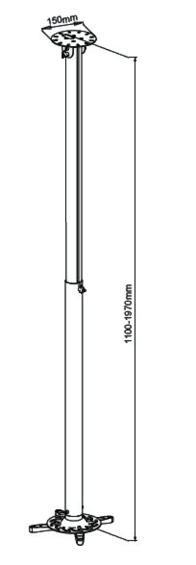 Profi Deckenhalterung für Beamer, ausziehbar, 110-197cm, Silber