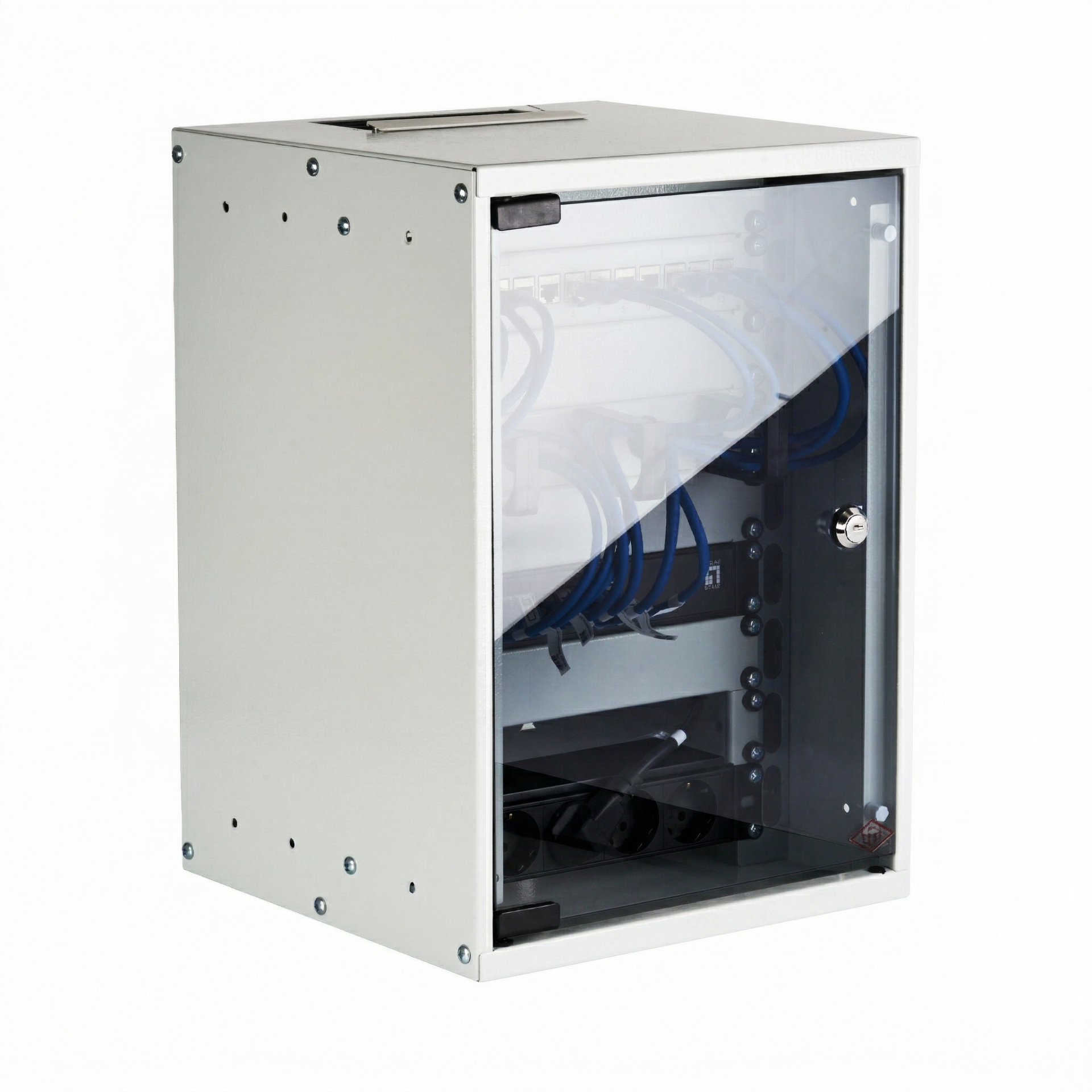 Set 10“ 9U wall housing grey RAL7035 including accessories for self-assembly