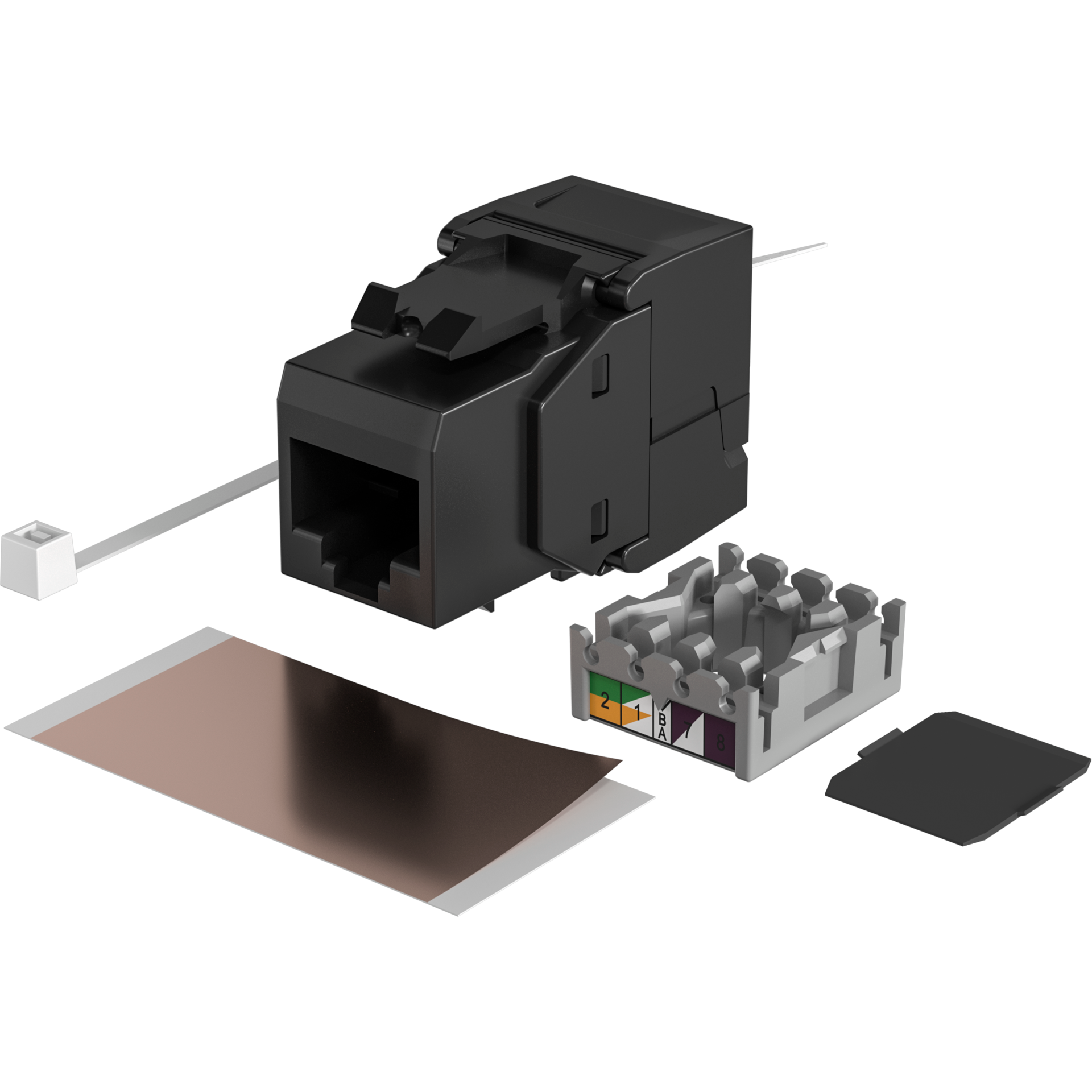 RJ45 Keystone UTP, Cat.6, 250MHz, Komponenten zertifiziert, schwarz