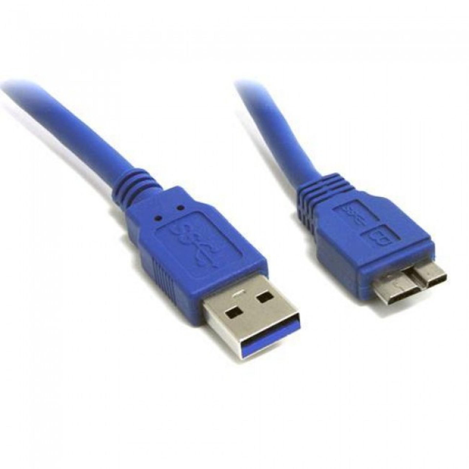 USB3.0 Flachkabel Stecker Typ-A - Stecker Micro B, Blau 1 m, Flachkabel
