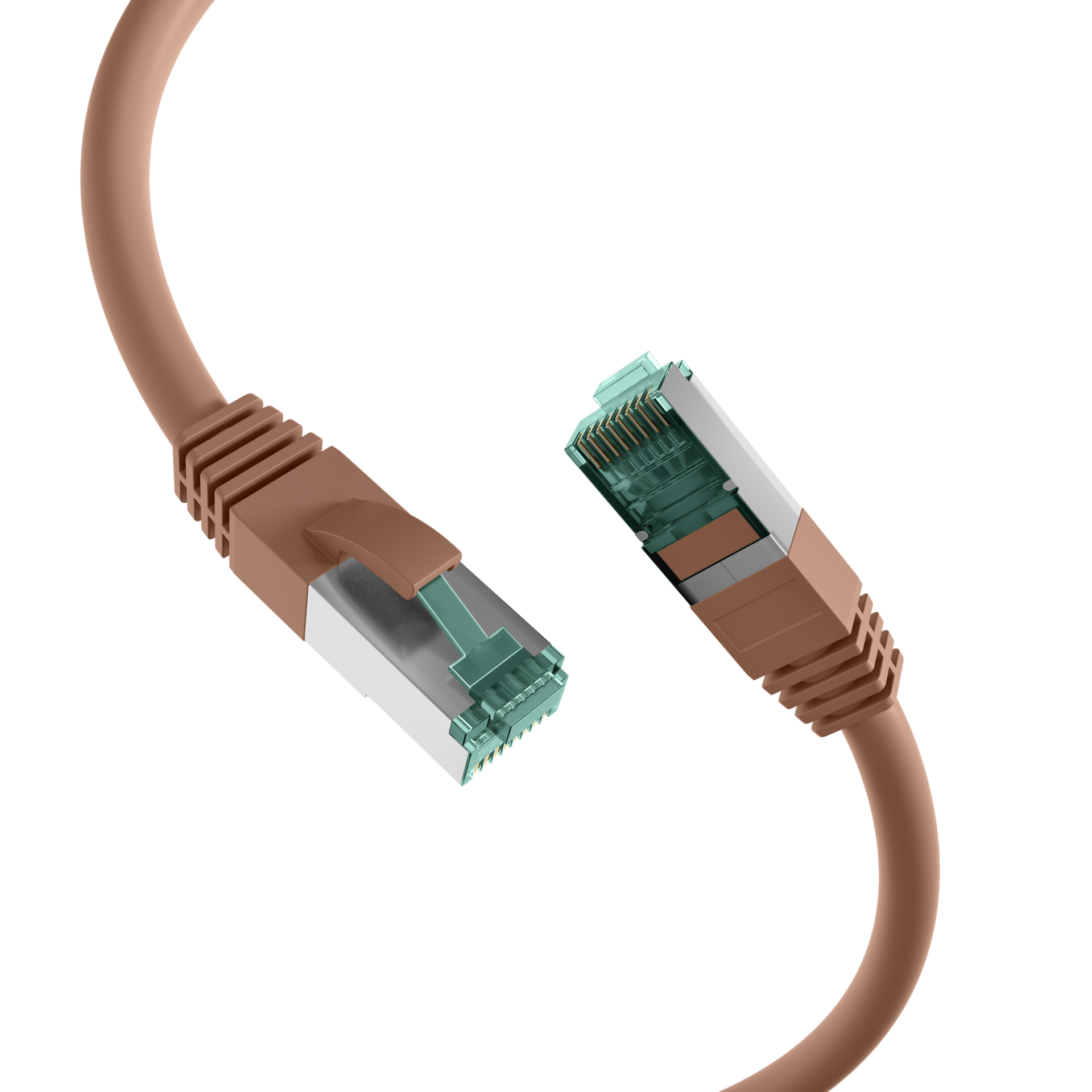 RJ45 Patchkabel Cat.6A S/FTP LSZH  braun 25m