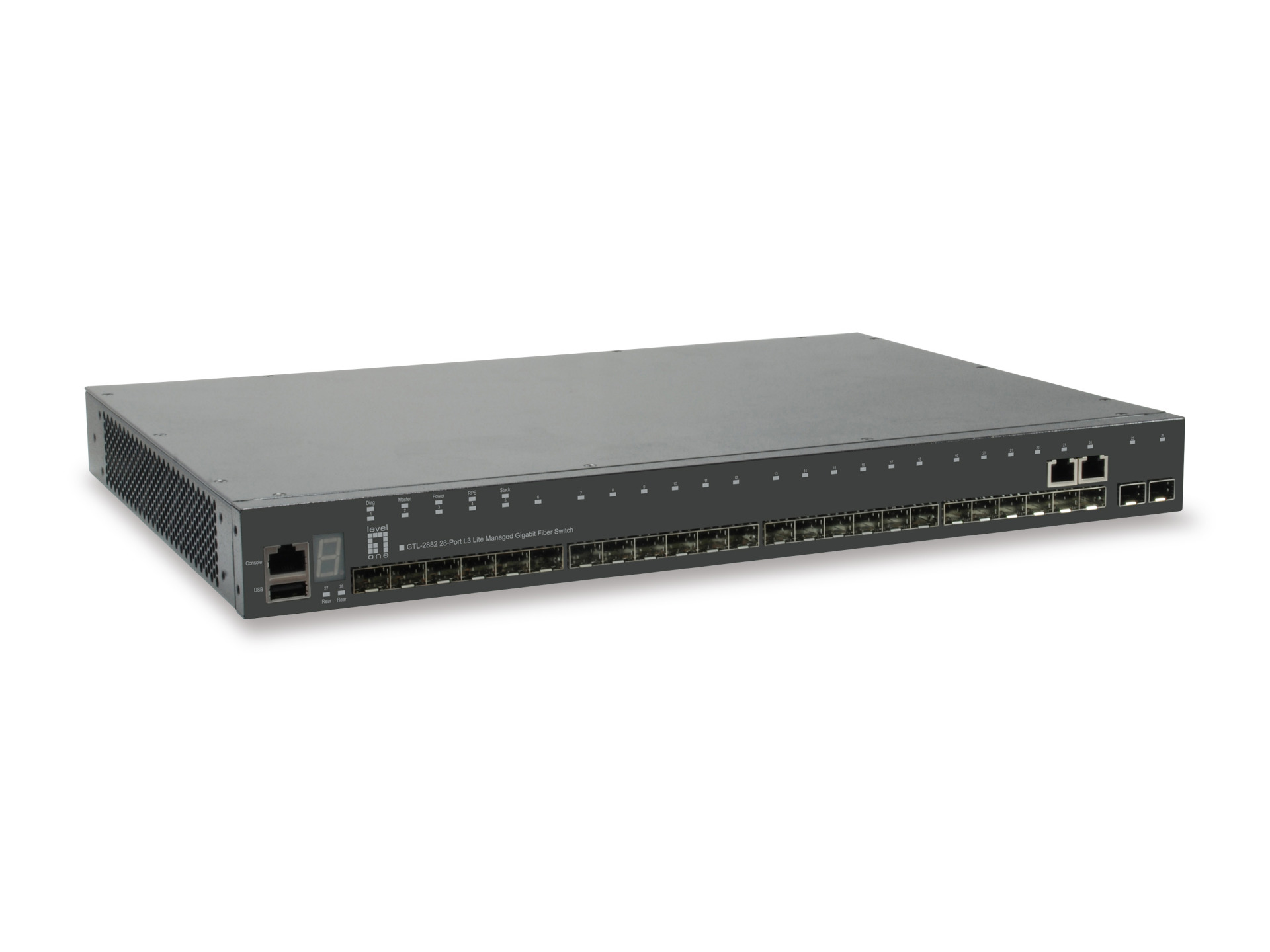 28-Port L3 Lite Managed Gigabit Switch, 22x1G SFP, 2x1G SFP/RJ45, 2x 10G SFP+