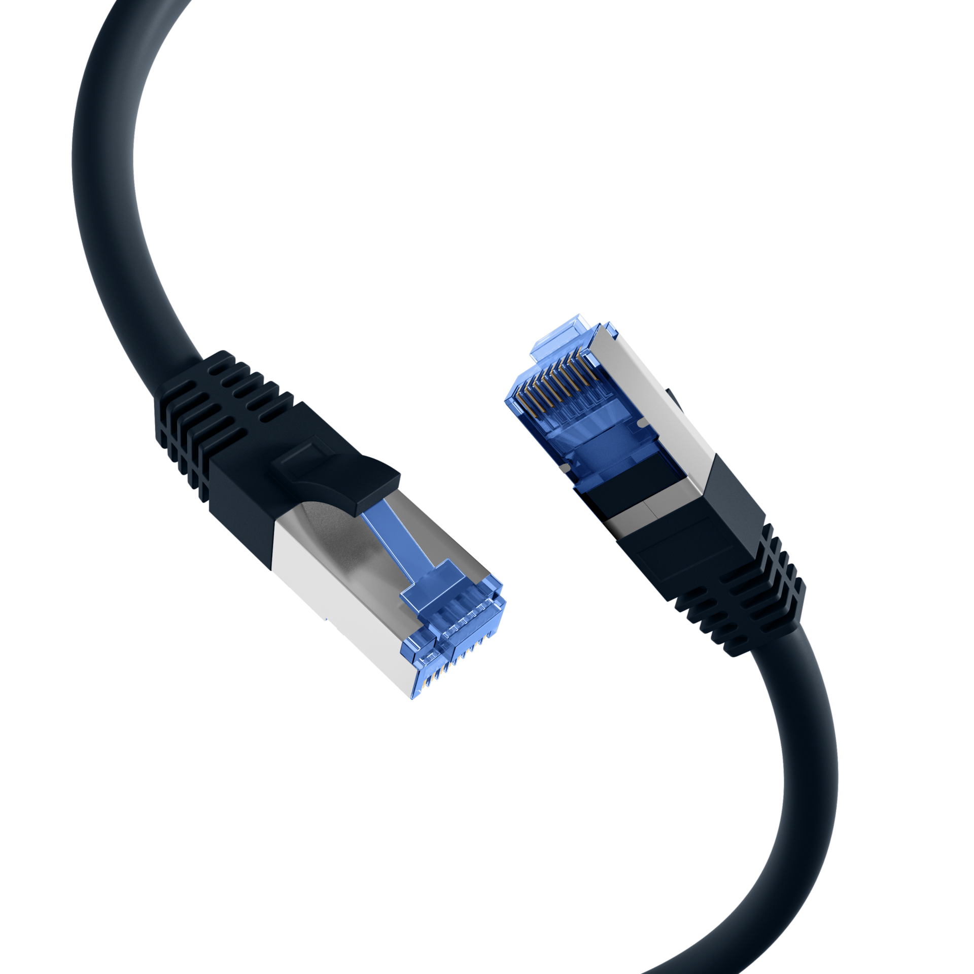 RJ45 Patchkabel Cat.6A S/FTP TPE Cat.7 Rohkabel superflex schwarz 1m