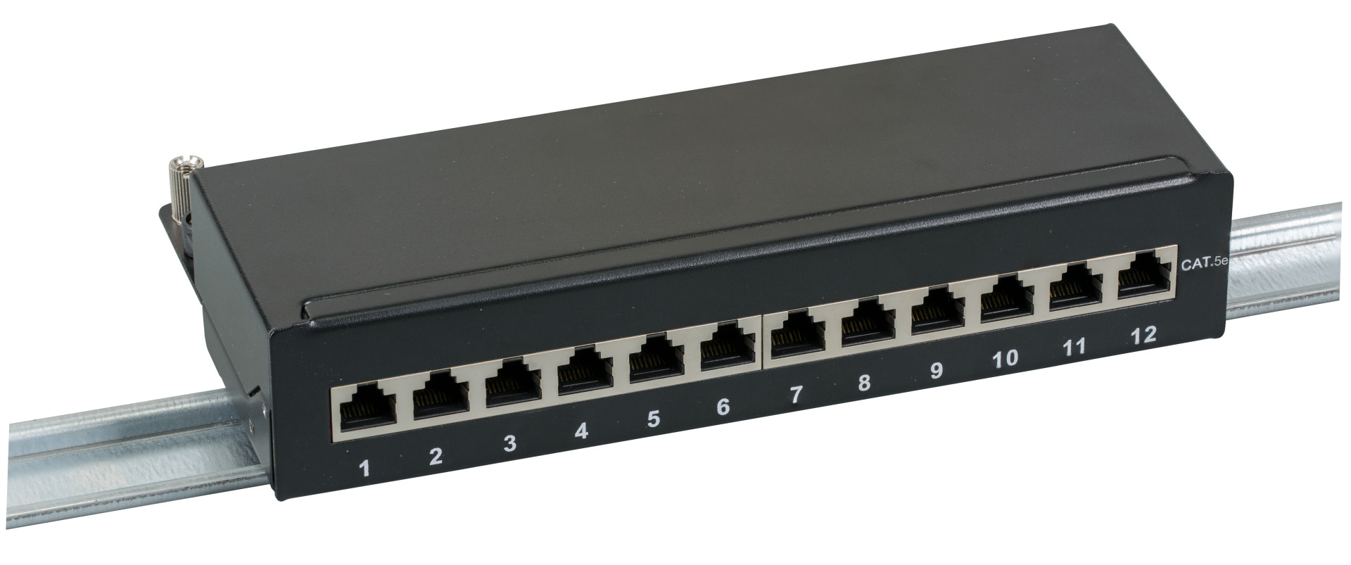 Mini-Patchpanel STP 12xRJ45 Cat.5e, 10“ 1U, RAL9005 black