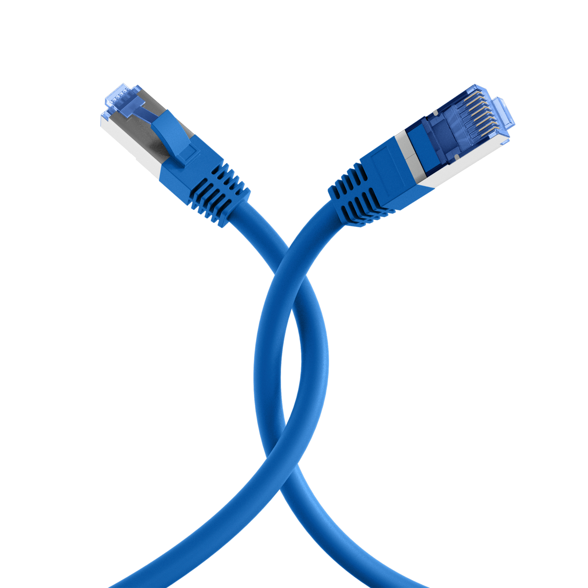 RJ45 Patch Cord Cat.6A S/FTP TPE Cat.7 raw cable superflex blue 30m