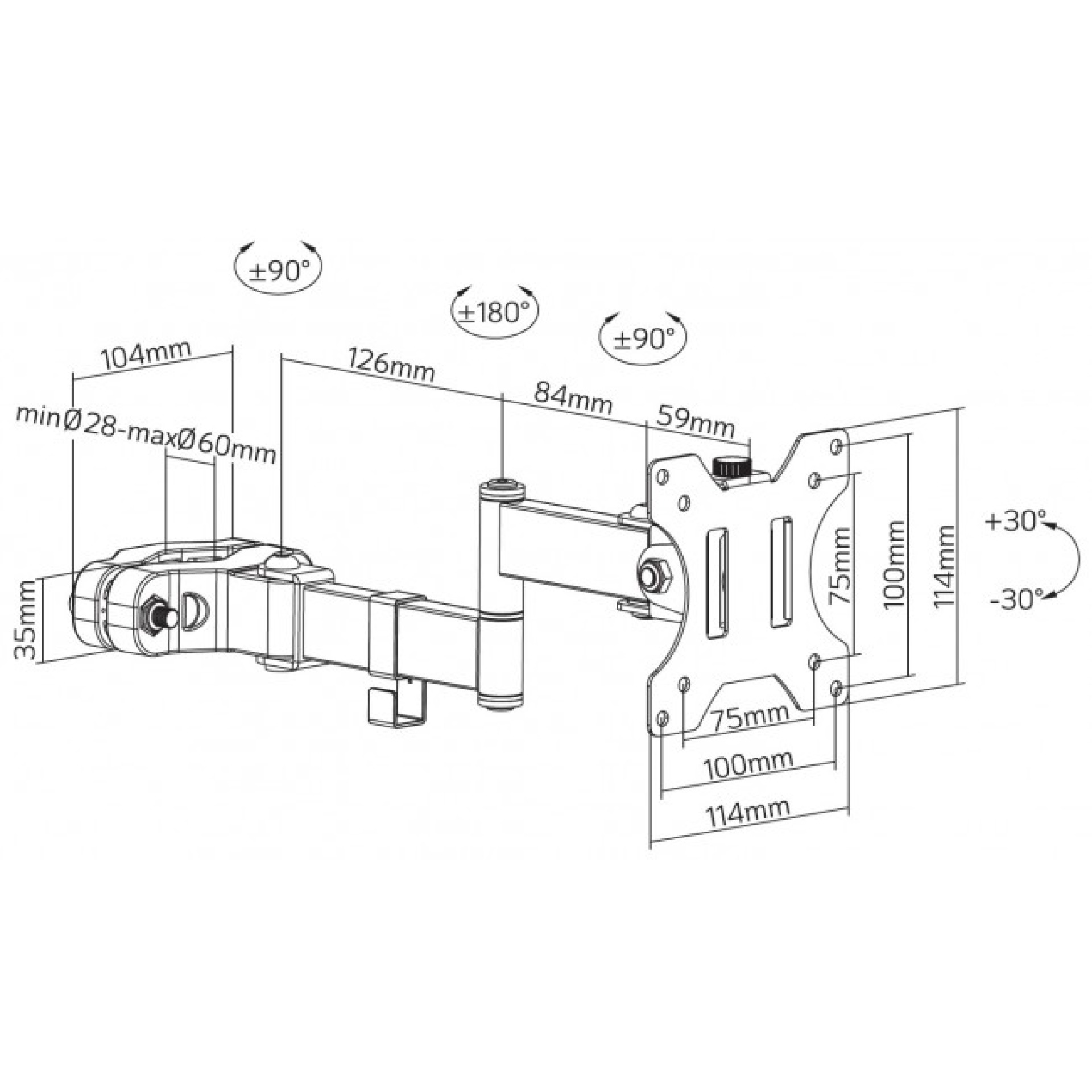 Bracket for Pole Fixing TV LED/LCD 17-32" Black