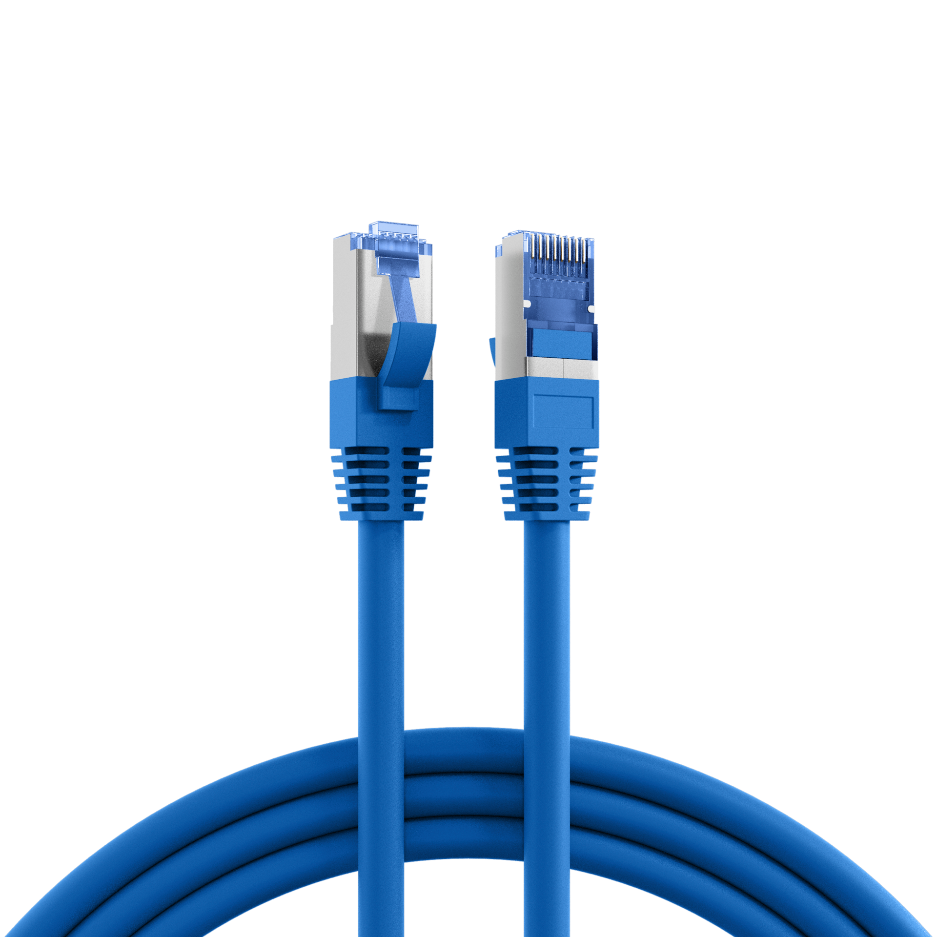 RJ45 Patch Cord Cat.6A S/FTP TPE Cat.7 raw cable superflex blue 0,5m