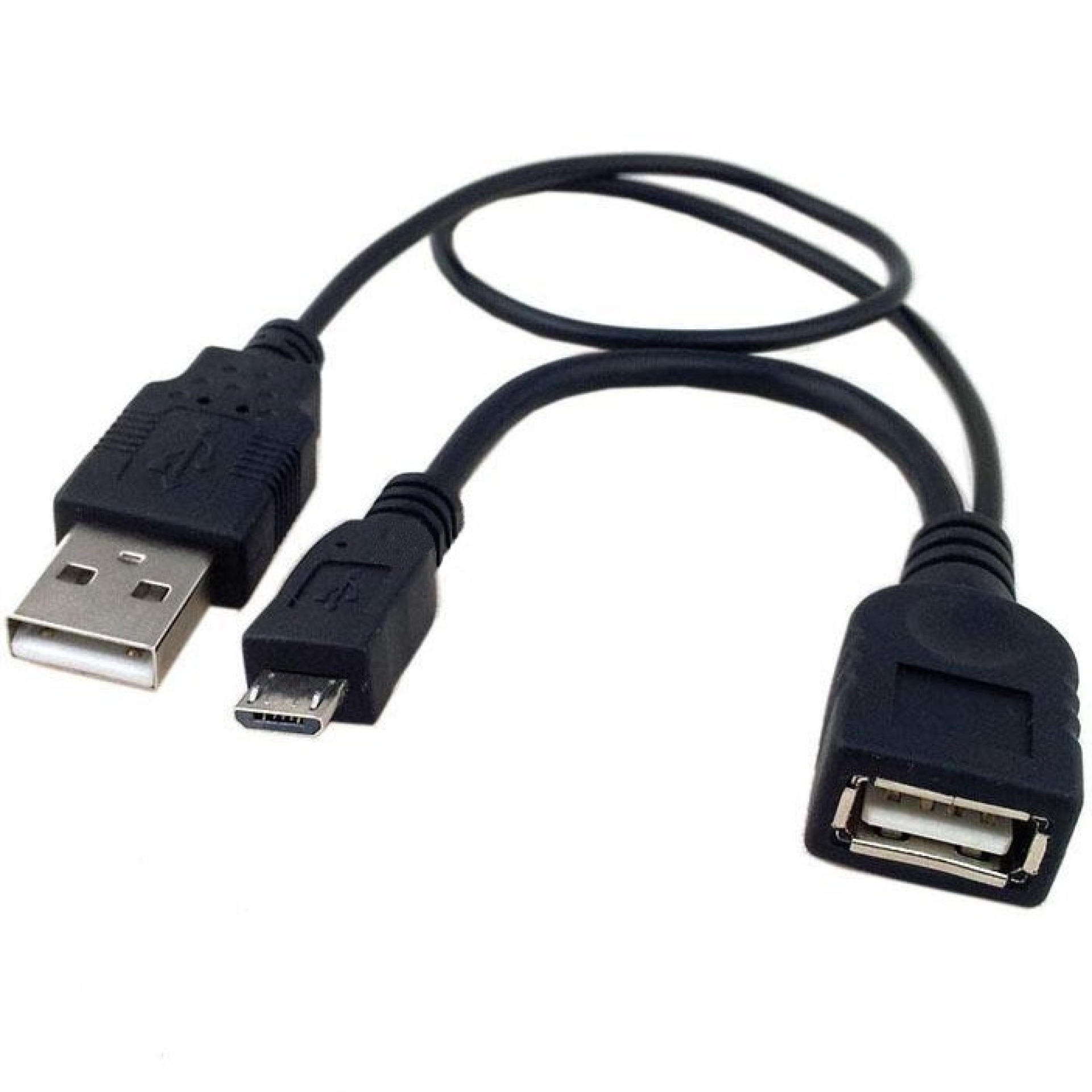 USB 2.0 Cable OTG A F Micro USB M with USB 30cm ,Black