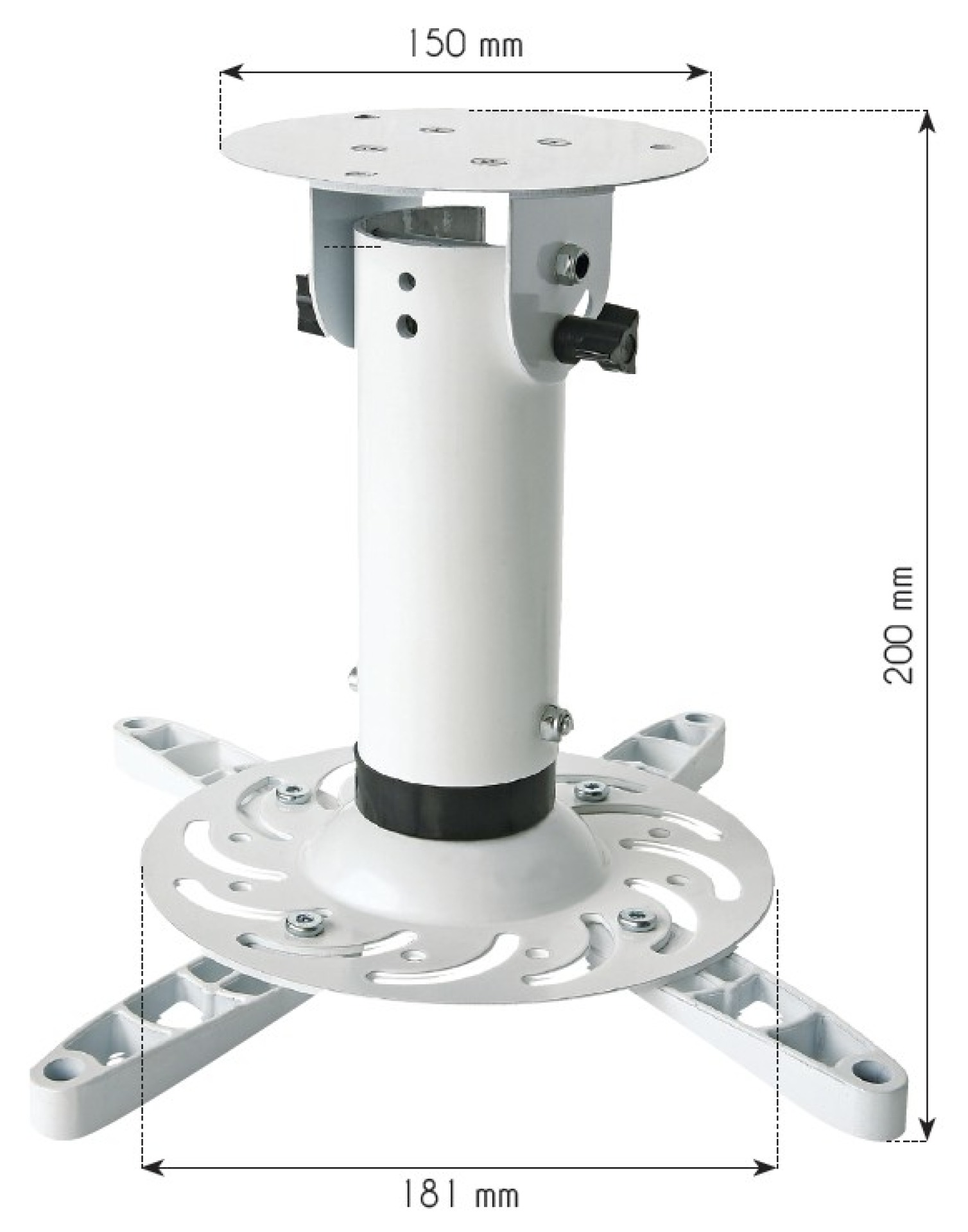 Universal-Deckenhalterung für Beamer, 20 cm Deckenabstand, Weiß