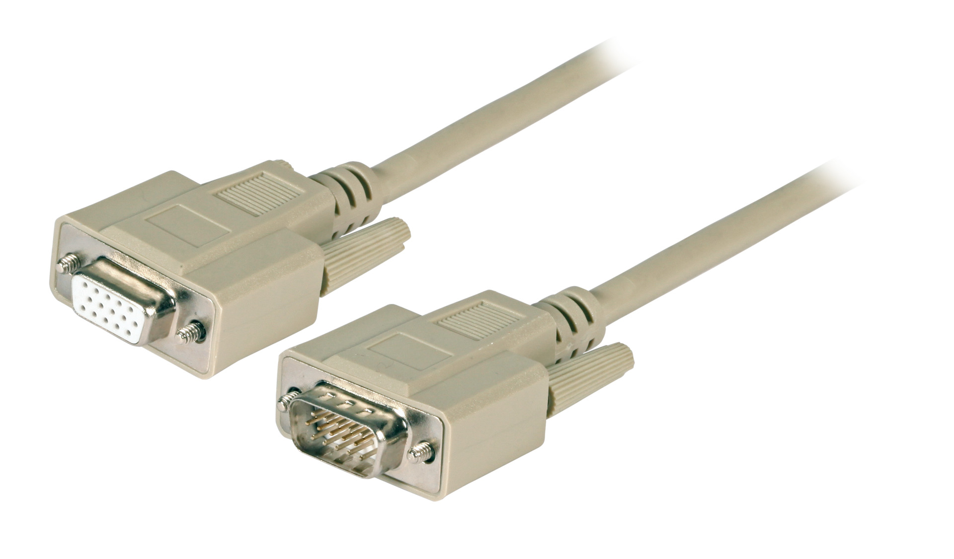 VGA Verlängerungskabel, 2x HD-DSub 15, St.-Bu., 2,0m, beige