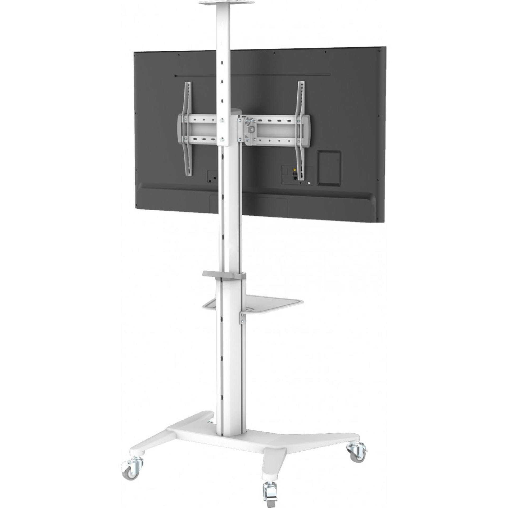 Ultra-modern TV cart made of aluminum, white, for TVs from 37" to 70"