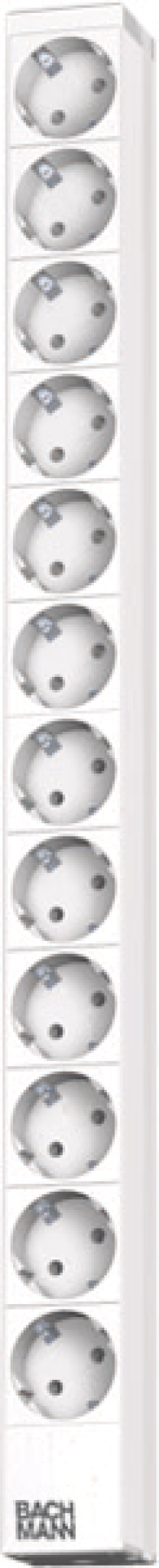 19" Steckdosenleiste 12-fach,1 HE, Alu, vertikale Montage