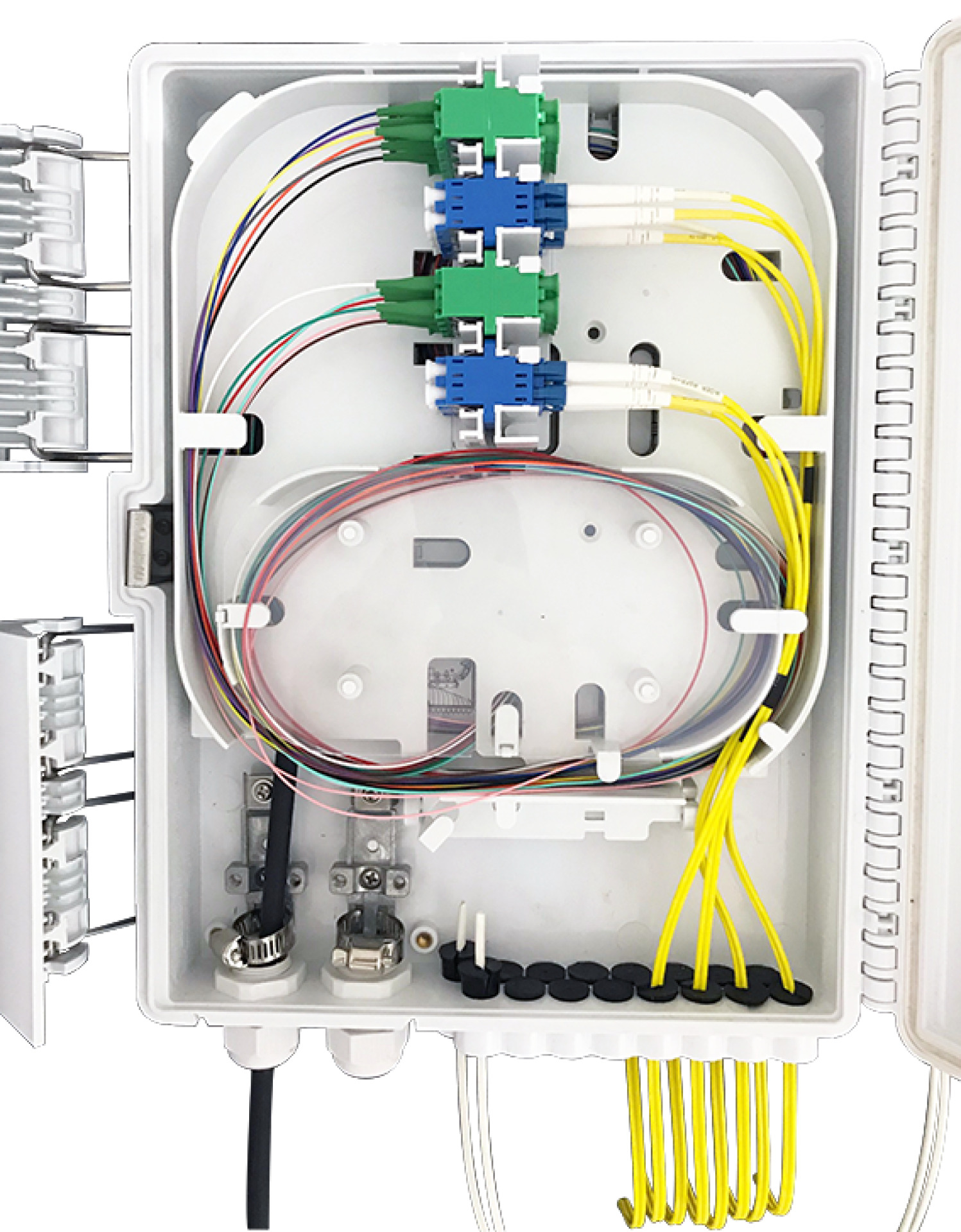 FTTH IP65 Connectionbox for 32fiber, 16adapter and Fiber overlength box