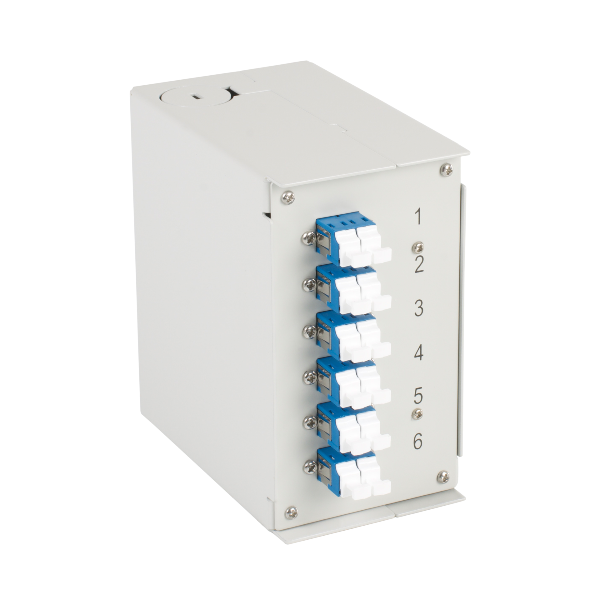 Hutschienenbox OS2 6xLC-Duplex Kupplung, ohne Pigtails