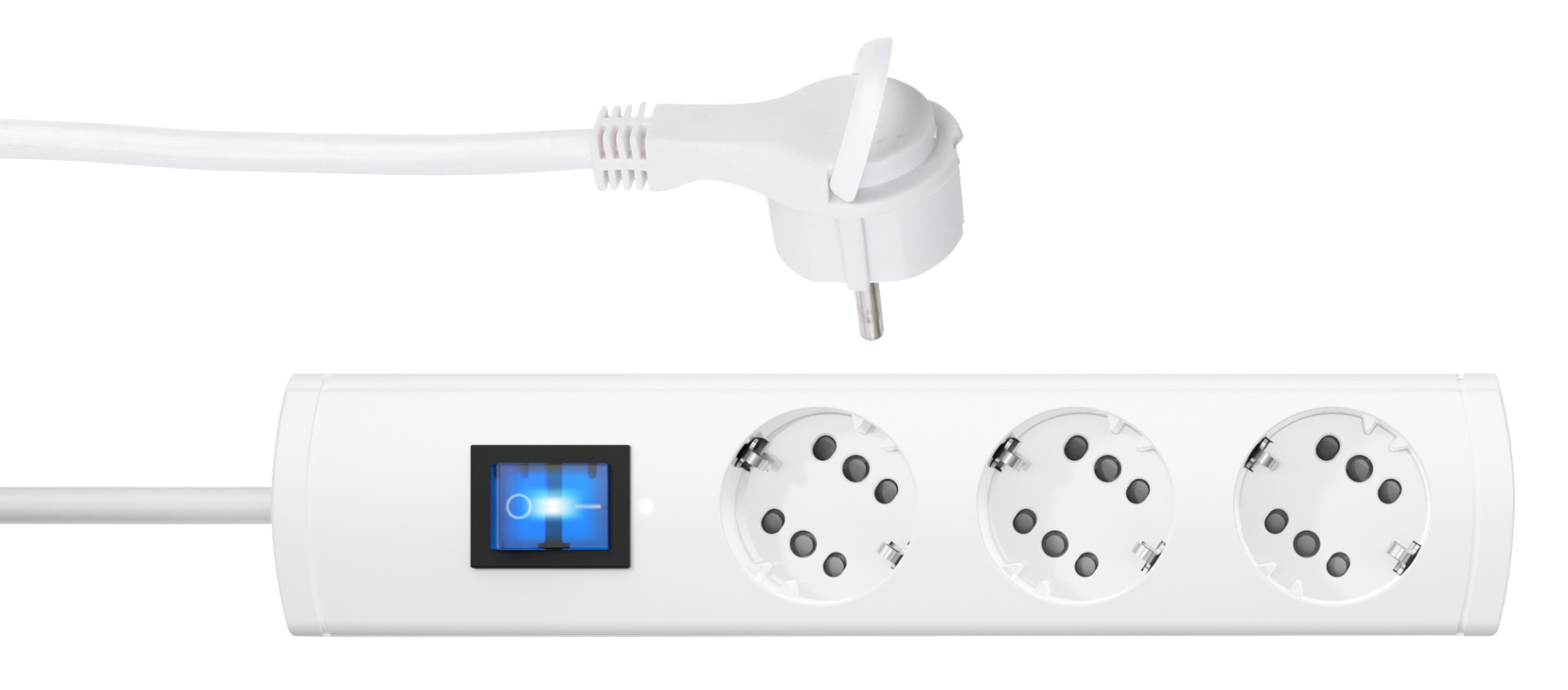 DUOversal® plus 3=6, mit Schalter, Flachstecker, weiß