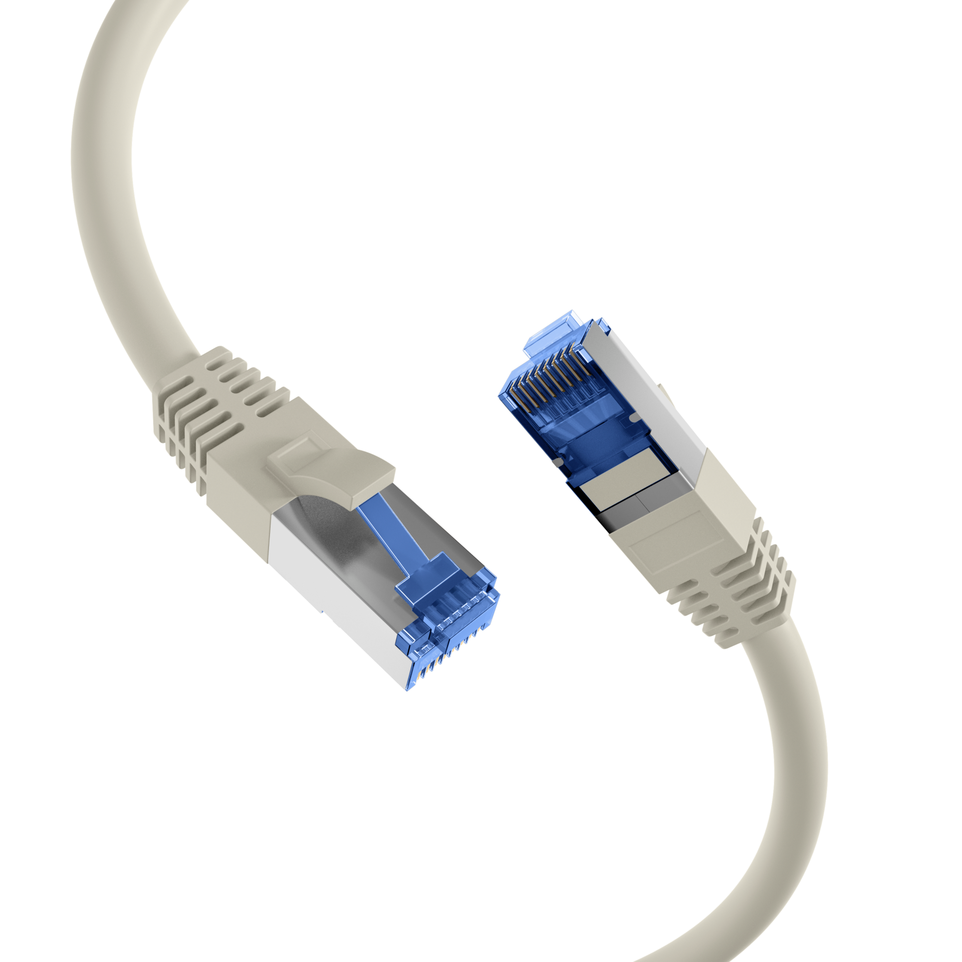 RJ45 Patchkabel Cat.6A S/FTP TPE Cat.7 Rohkabel superflex grau 15m