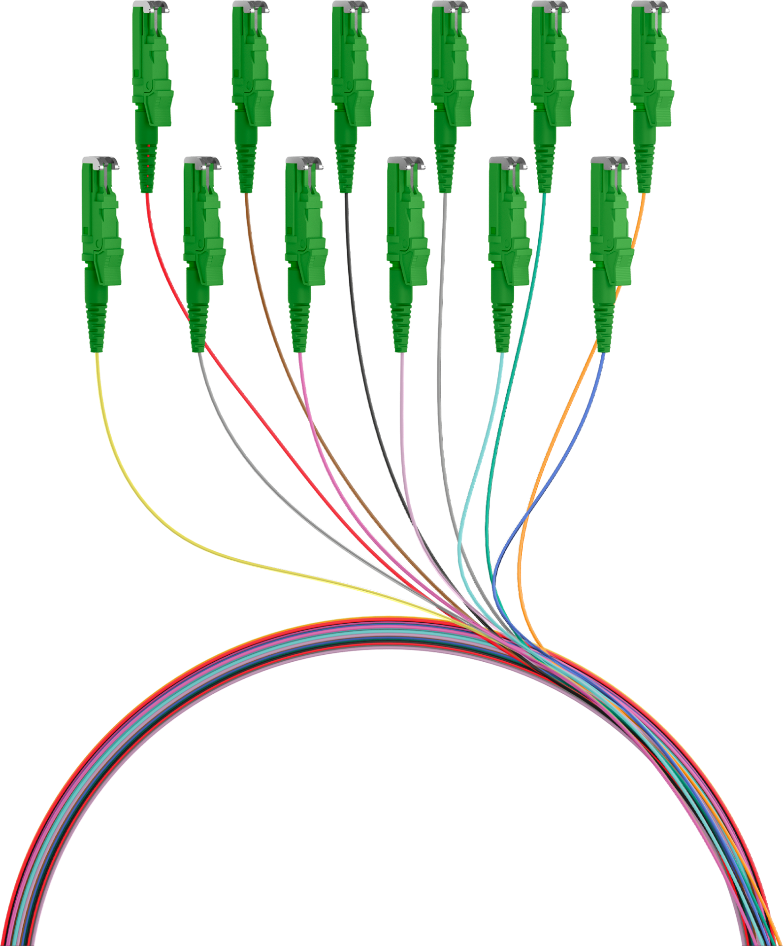 Fiber Pigtail E2000®/APC OS2 G652D-colored set 2m - 12 pieces