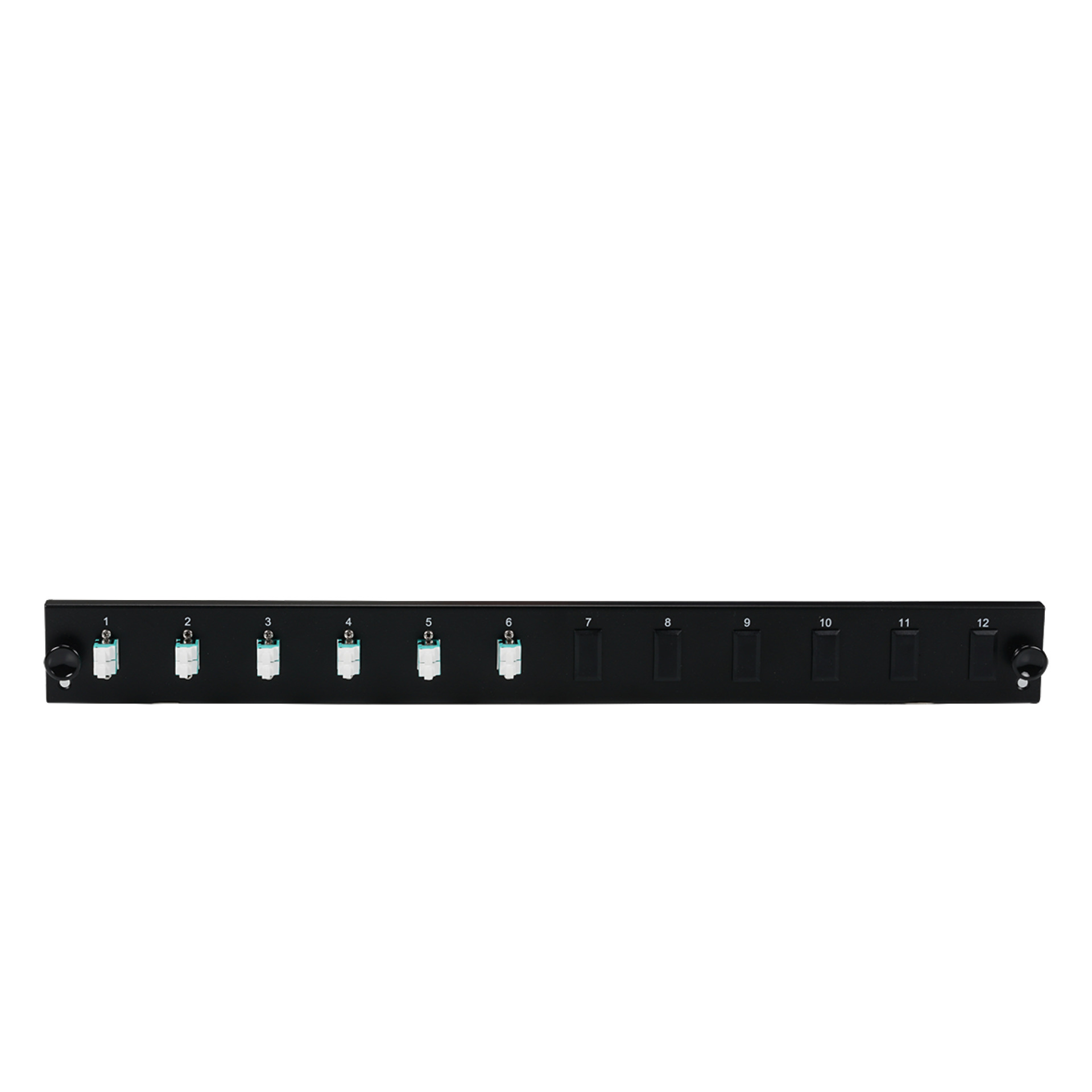 Equiped 12 Port Front Panel with 6x LC duplex adapter OM3 vertical, black
