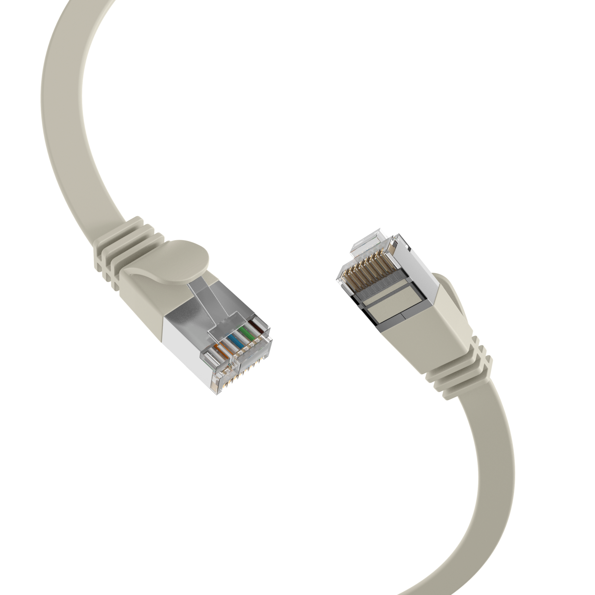 RJ45 Flachpatchkabel Cat.6A U/FTP PVC grau 0,15m