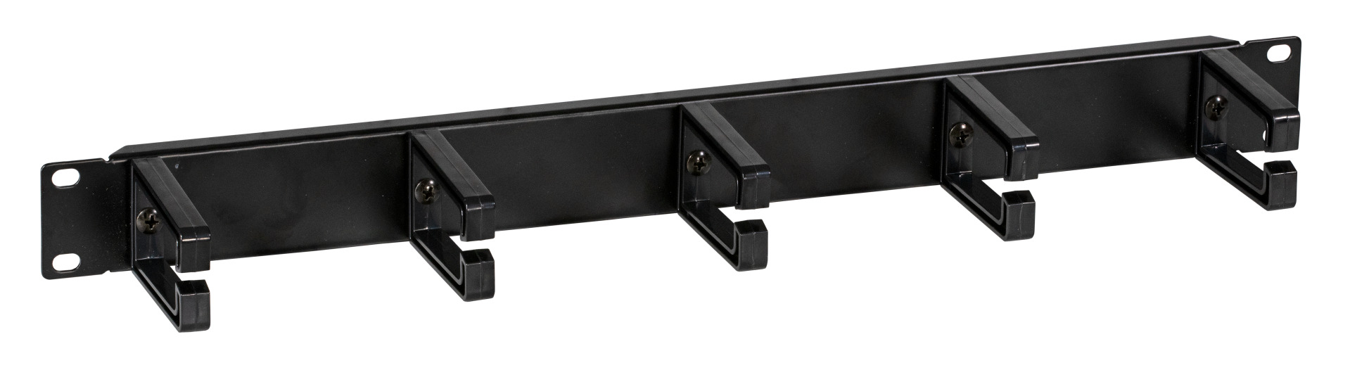 19" 1U Cable Routing Panel, 5 Brackets, Plastic RAL9005