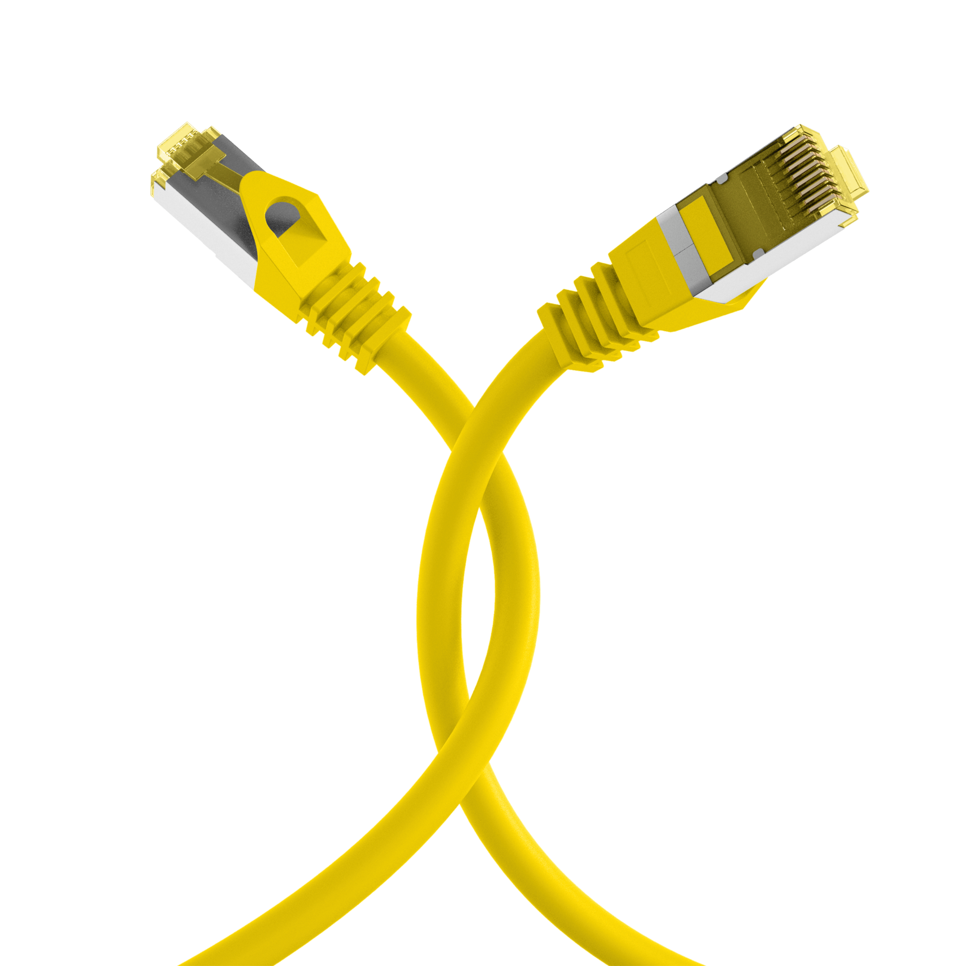 RJ45 Patch Cord Cat.6A S/FTP LSZH Cat.7 raw cable yellow 0,25m