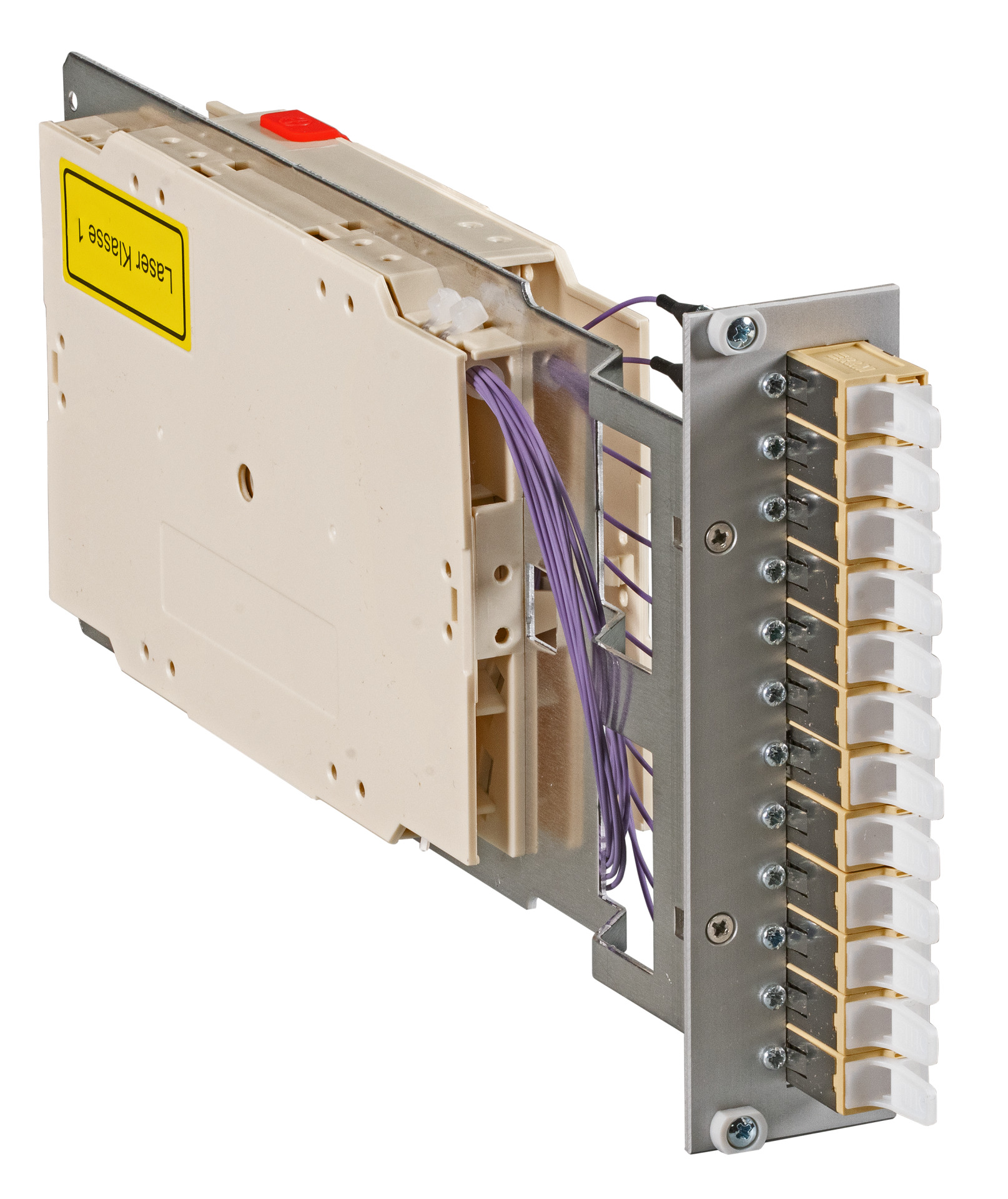Plug-in Module 3U/7DU, 50/125µ OM4, 12x E2000® beige