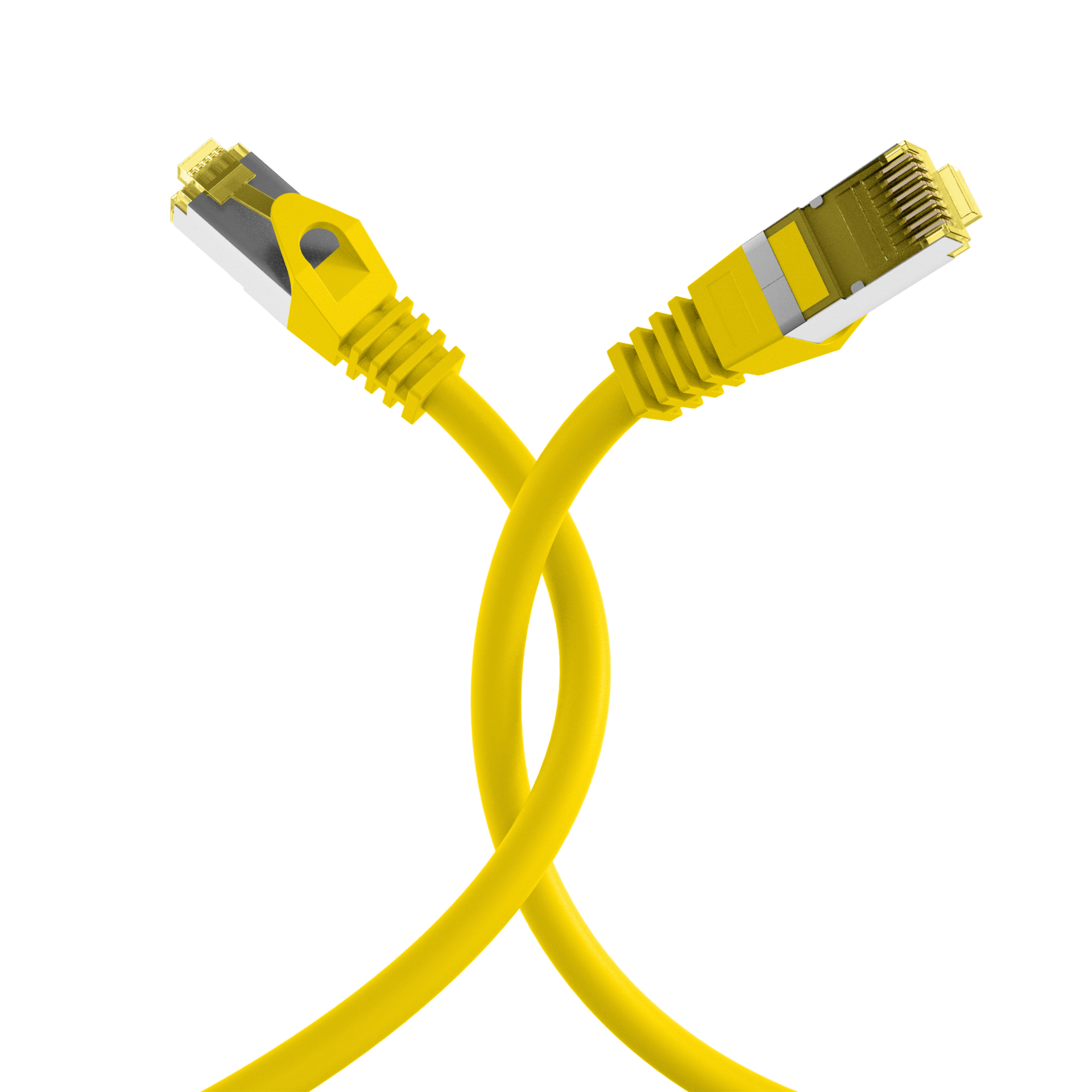 RJ45 Patch Cord Cat.6A S/FTP LSZH Cat.7 raw cable yellow 1,5m