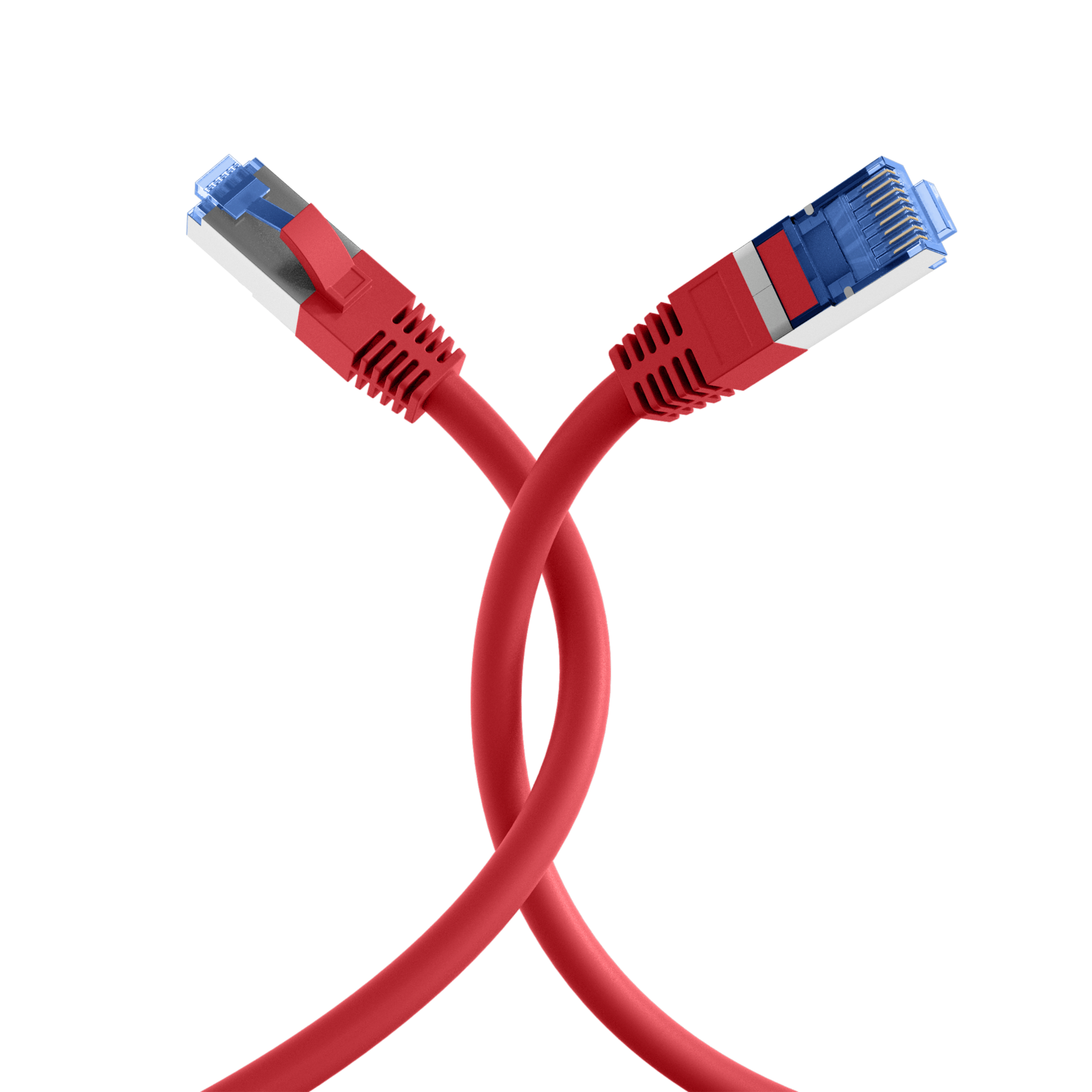 RJ45 Patch Cord Cat.6A S/FTP TPE Cat.7 raw cable superflex red 5m