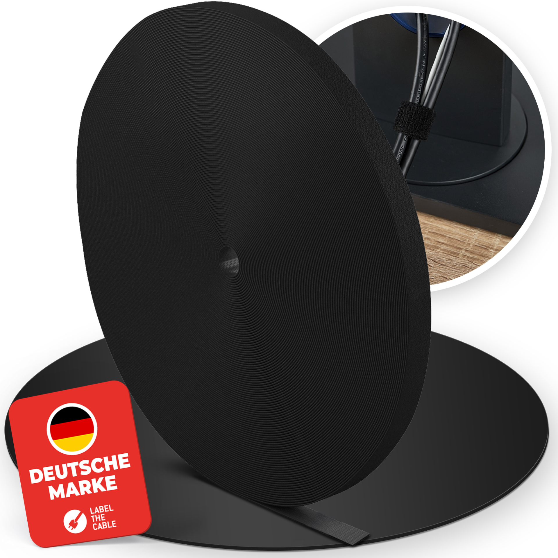 LTC ROLL STRAP Doppelseitige Klettbandrolle,25m schwarz