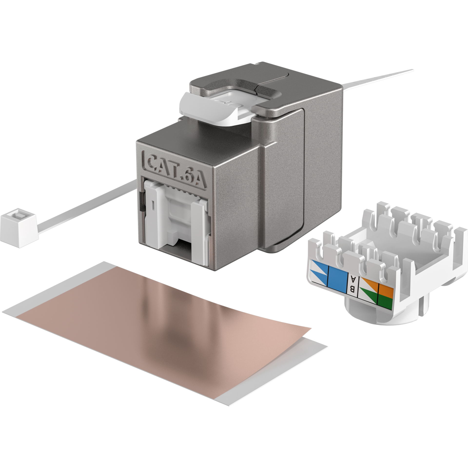 RJ45 Shortbody Keystone STP, Cat.6A 500MHz with internal shutter