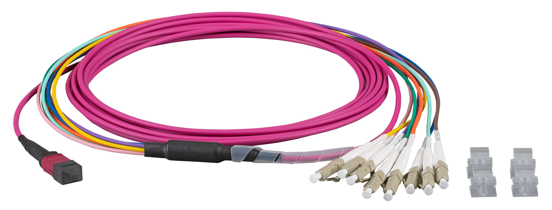 MTP®-F/LC 8-fiber patch cable OM4, LSZH erica-violet, 10m