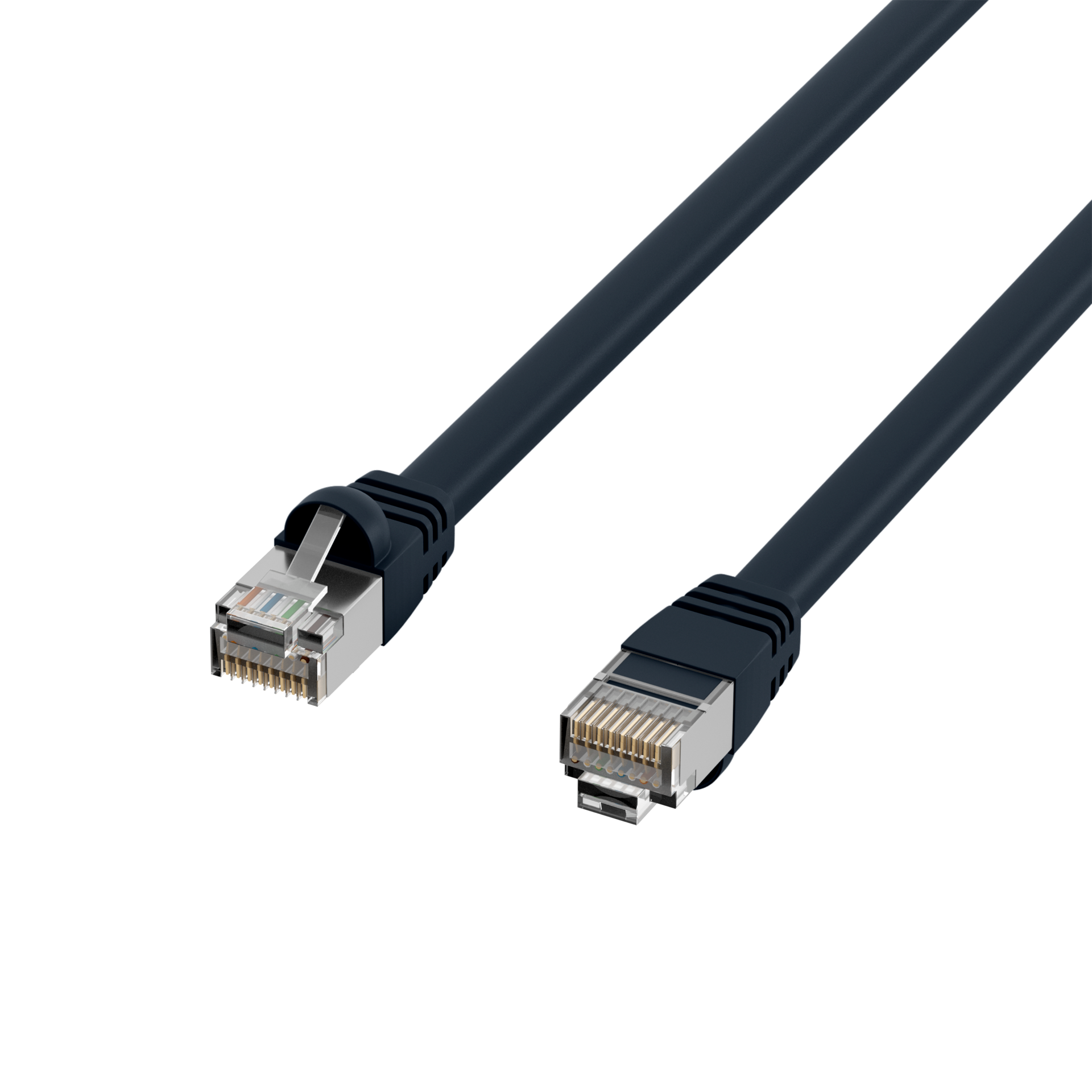 RJ45 Patchkabel S/FTP, Cat.6, PVC, kurze Tülle, UL, 10m, schwarz