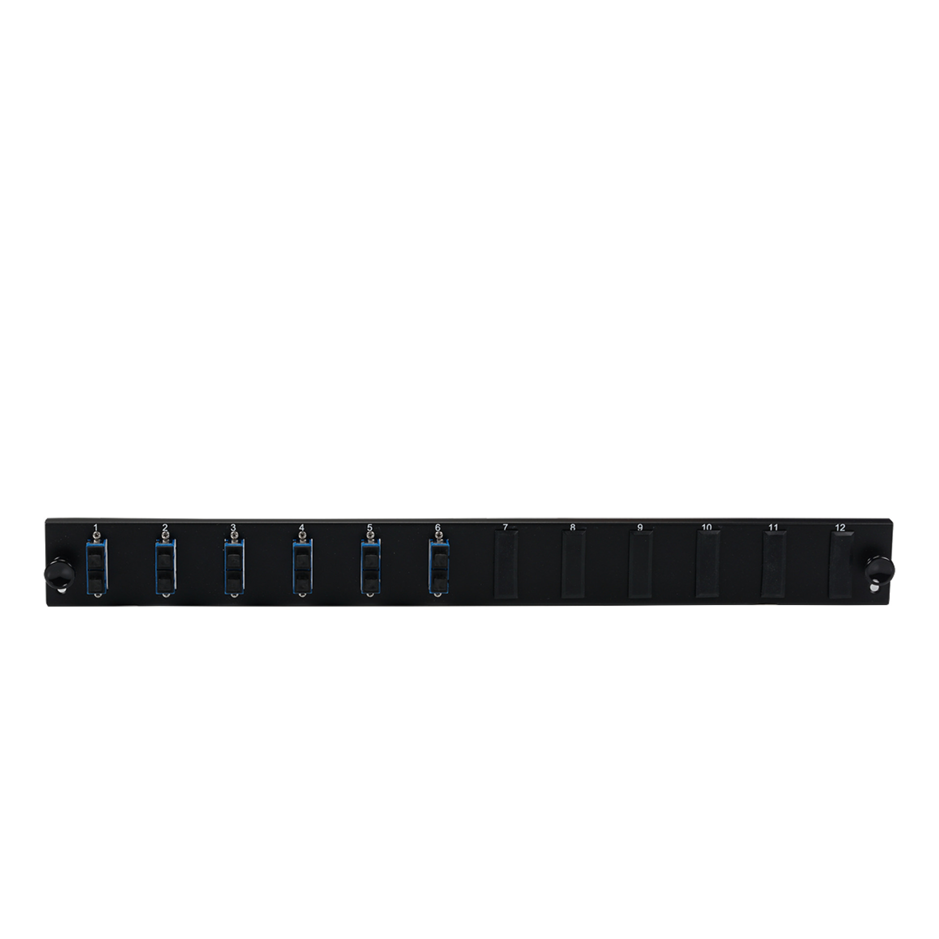 Bestückte 12 Port Frontblende mit 6 x SC Duplex Kupplung OS2 vertikal, grau