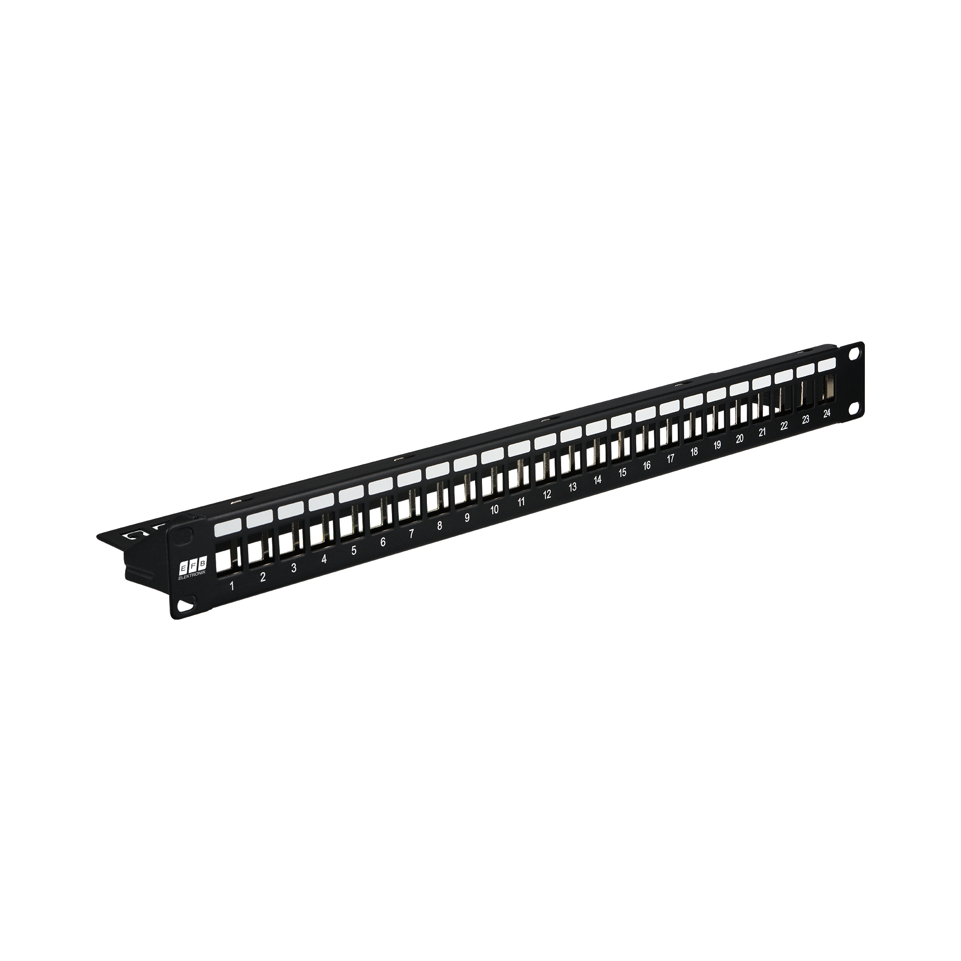 Verteilerfeld 19" 1HE, 24-Port, Metall, schwarz RAL9005