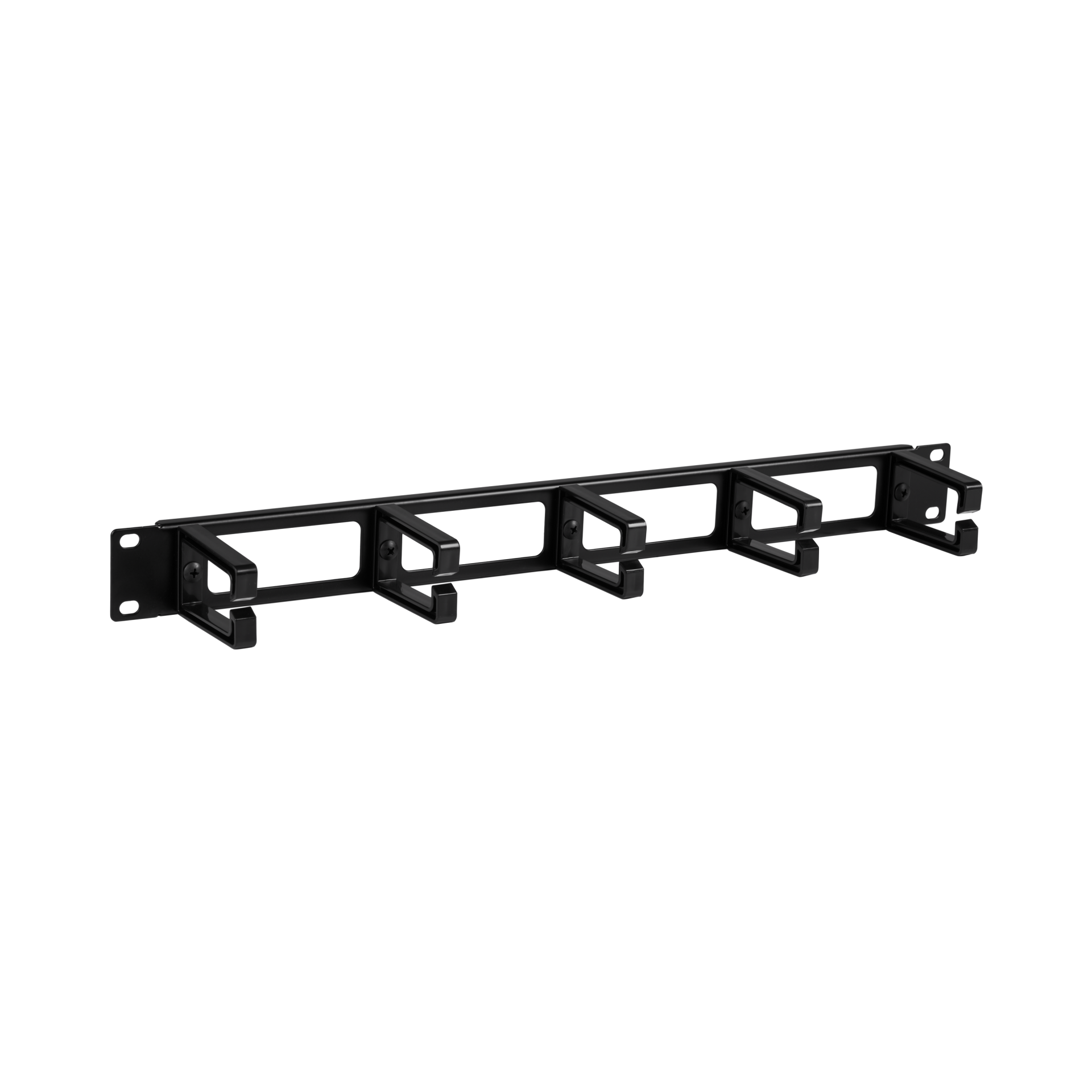 19“ 1U Cable Management Panel, 4 Openings, 5 Brackets, Plastic RAL9005