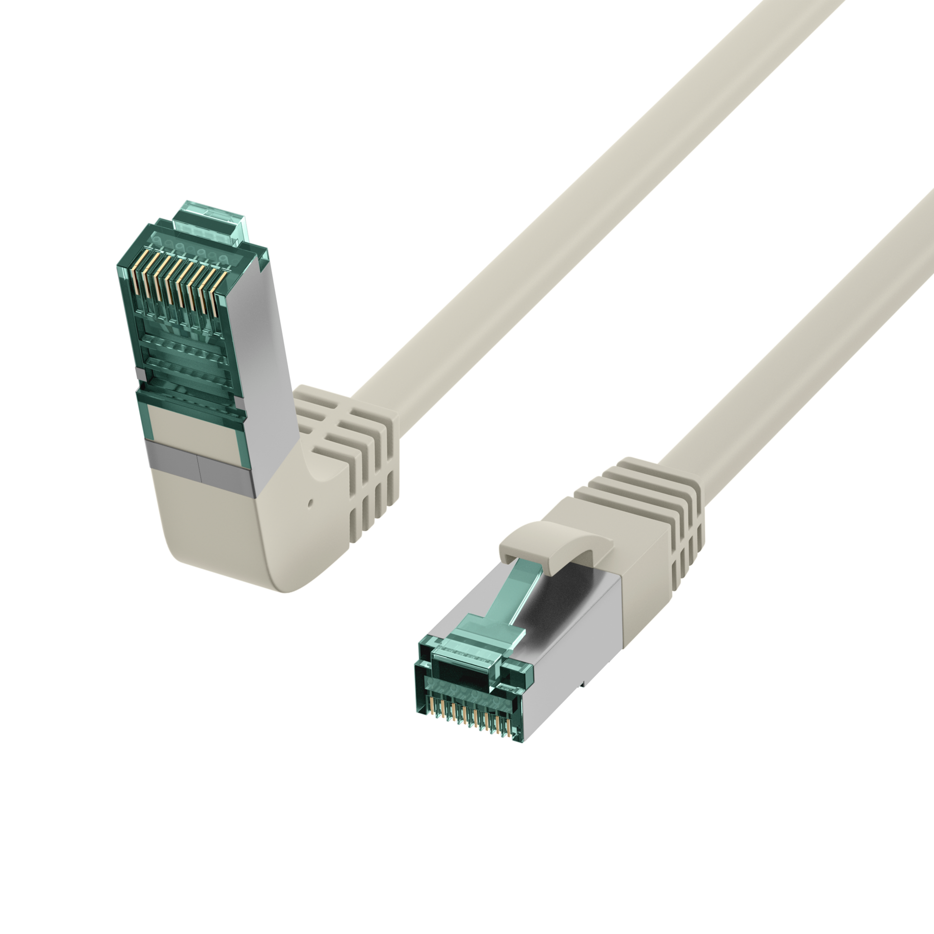 RJ45 Patch Cord Cat.6A S/FTP LSZH 1x90° grey 2m