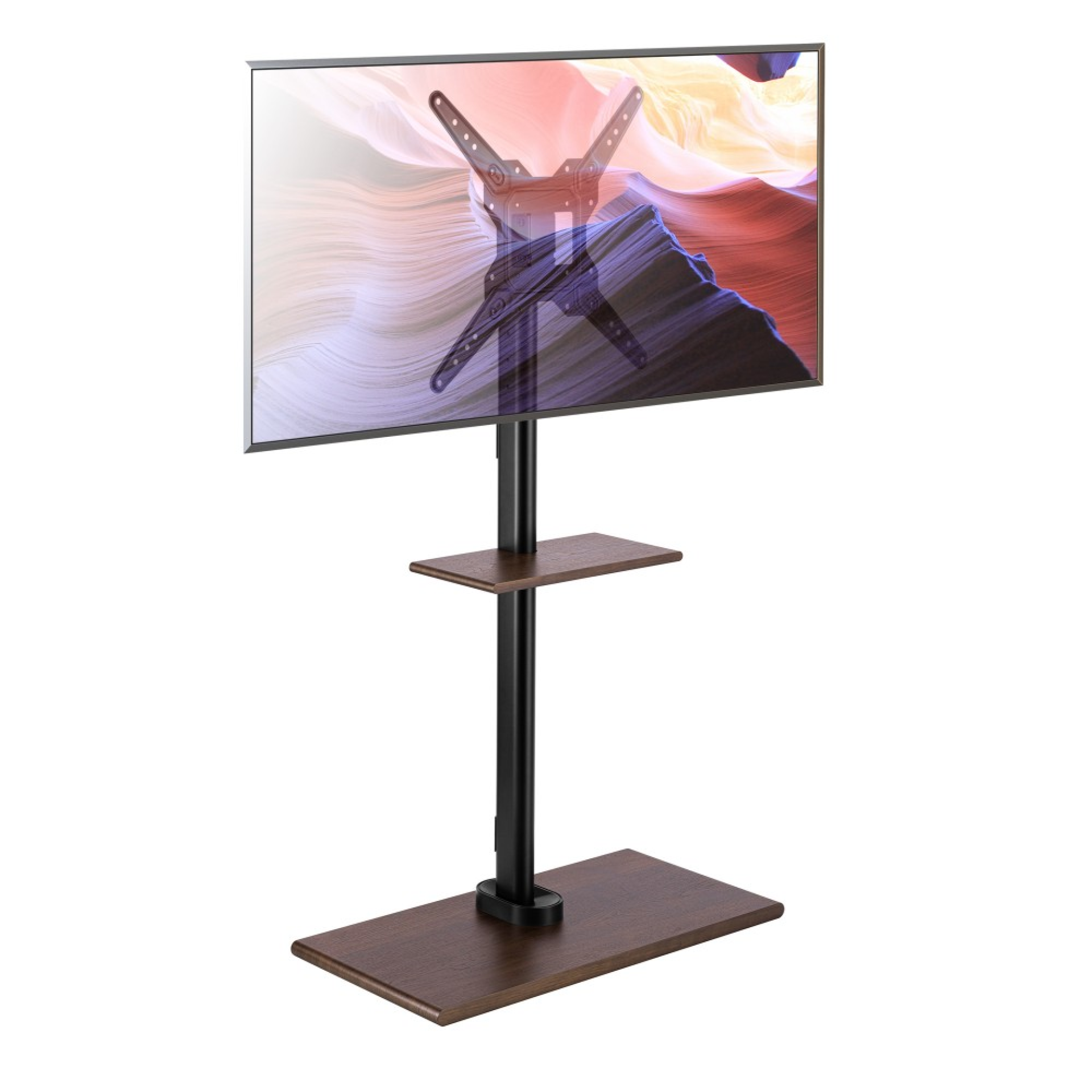 TV Standfuß für LCD/LED/Plasma TV,23-55" mit einer Ablage Holzdesign