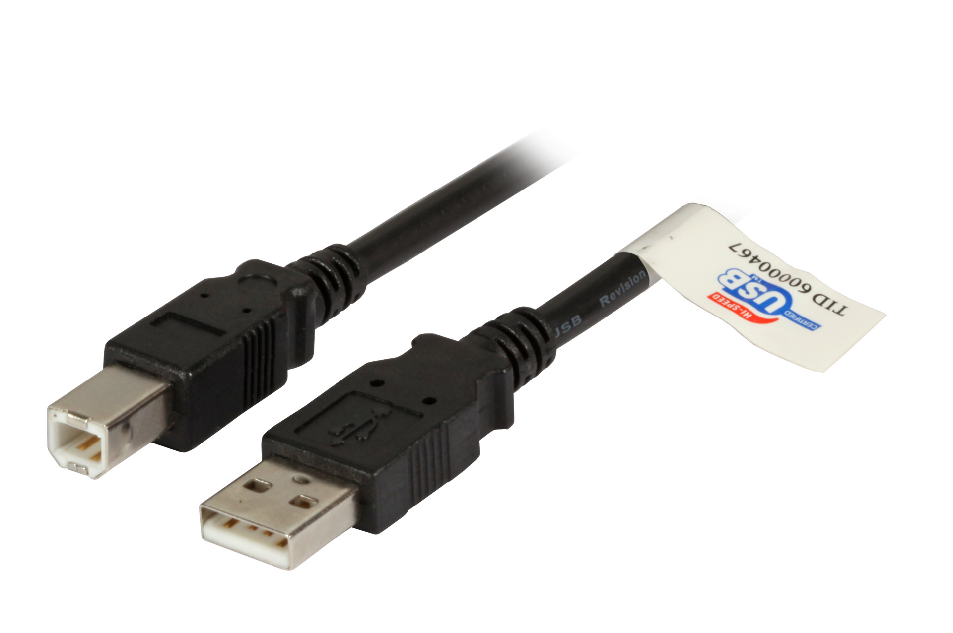 USB2.0 Anschlusskabel A-B, St.-St., 1,0m, schwarz, Premium