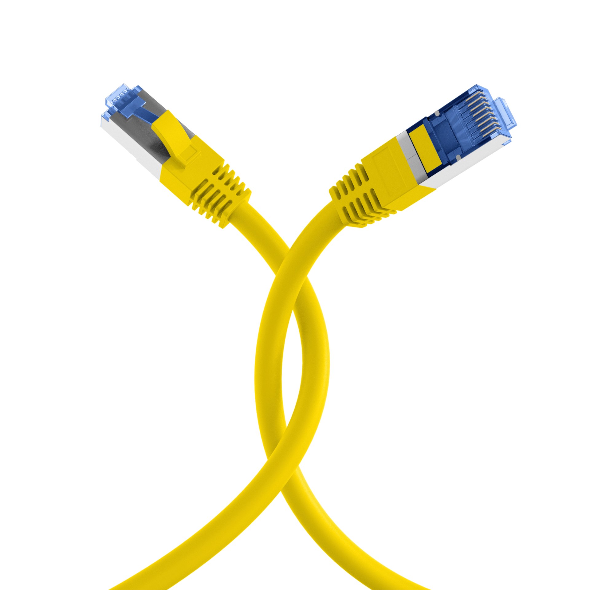 RJ45 Patch Cord Cat.6A S/FTP TPE Cat.7 raw cable superflex yellow 2m