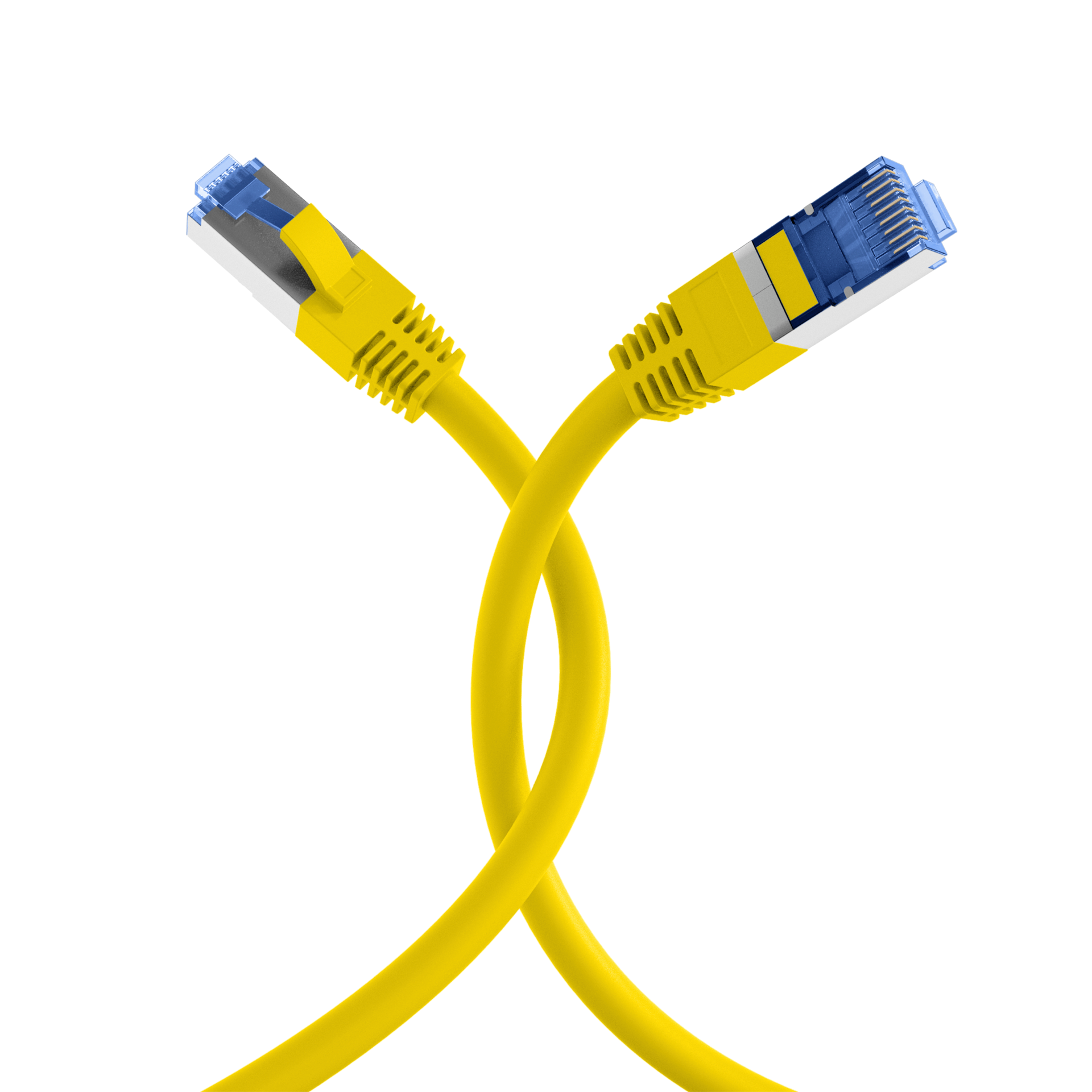 RJ45 Patchkabel Cat.6A S/FTP TPE Cat.7 Rohkabel superflex gelb 2m