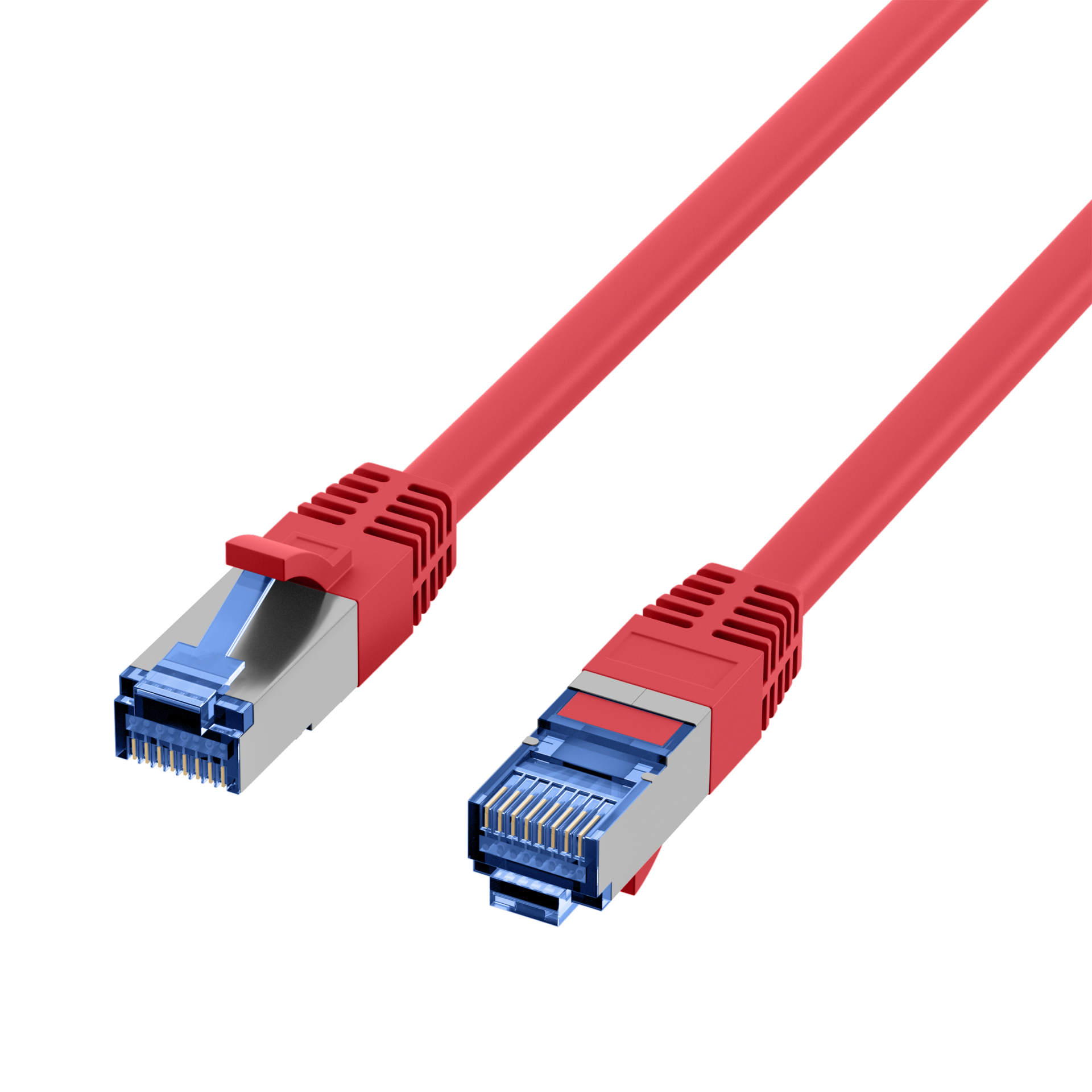 RJ45 Patch Cord Cat.6A S/FTP TPE Cat.7 raw cable superflex red 10m