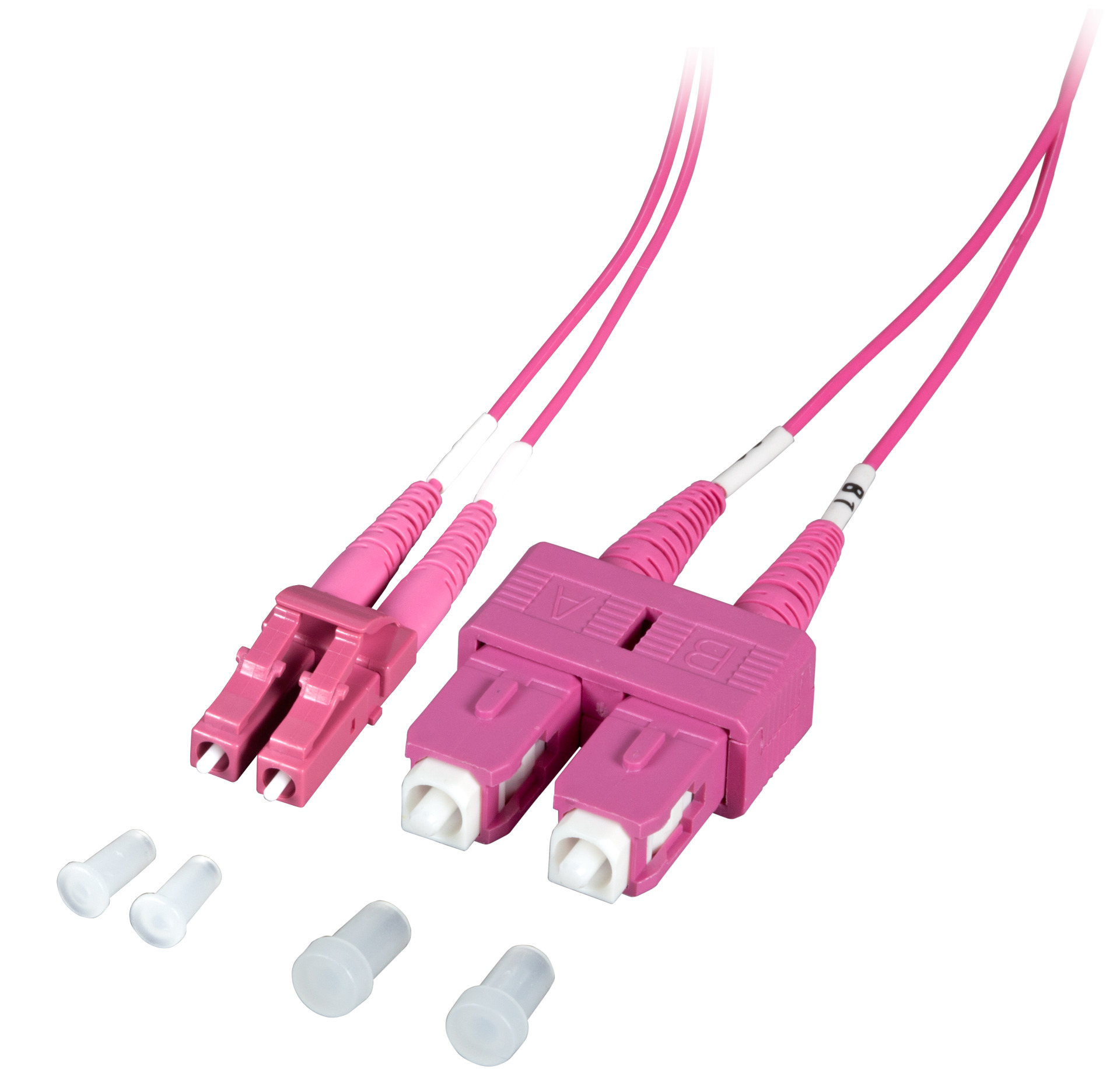 Duplex Jumper LC-SC 50/125µ, OM4, LSZH, erica violet, 1.2mm, 2m