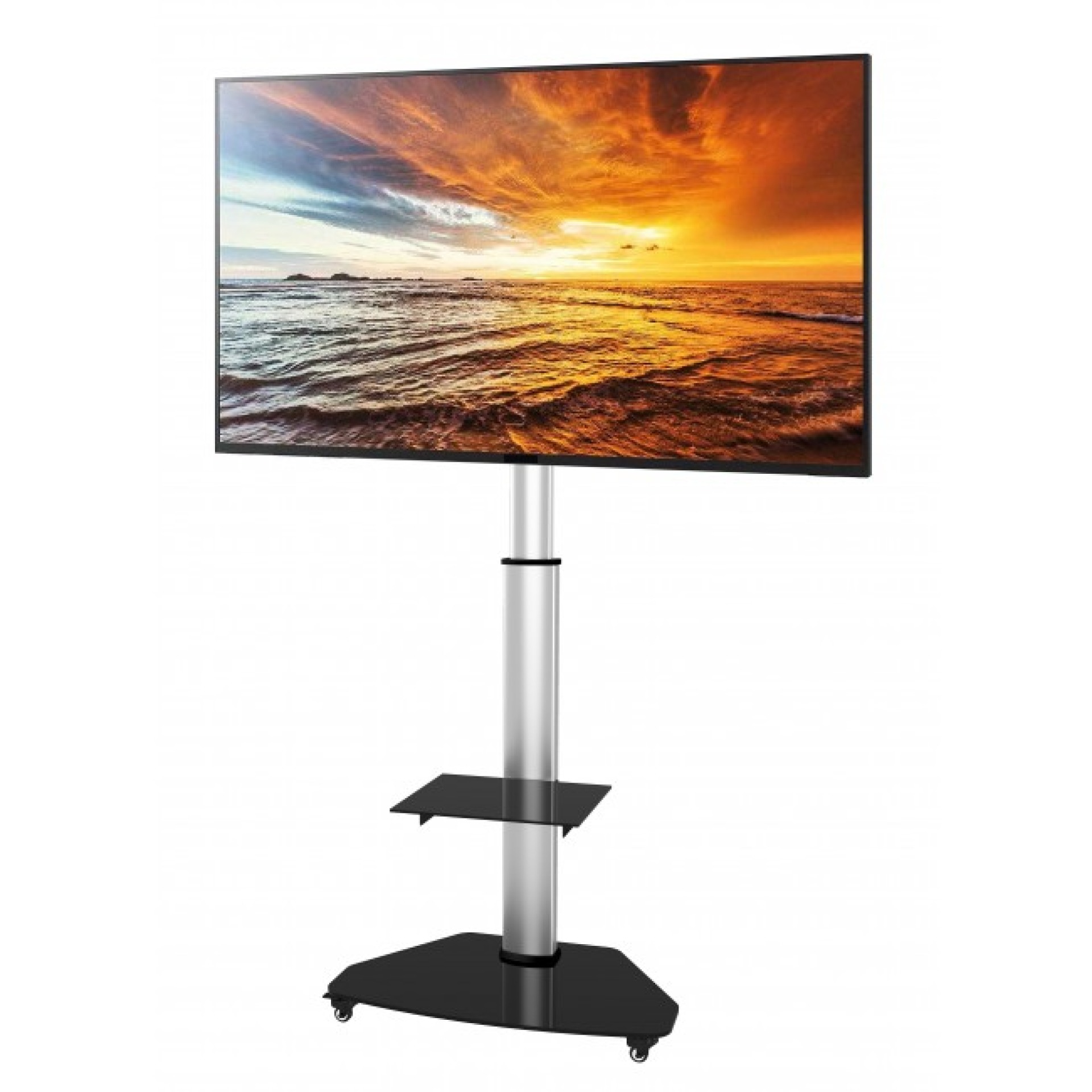 TV Trolley für LCD LED TV 37-70", silber, mit Ablage