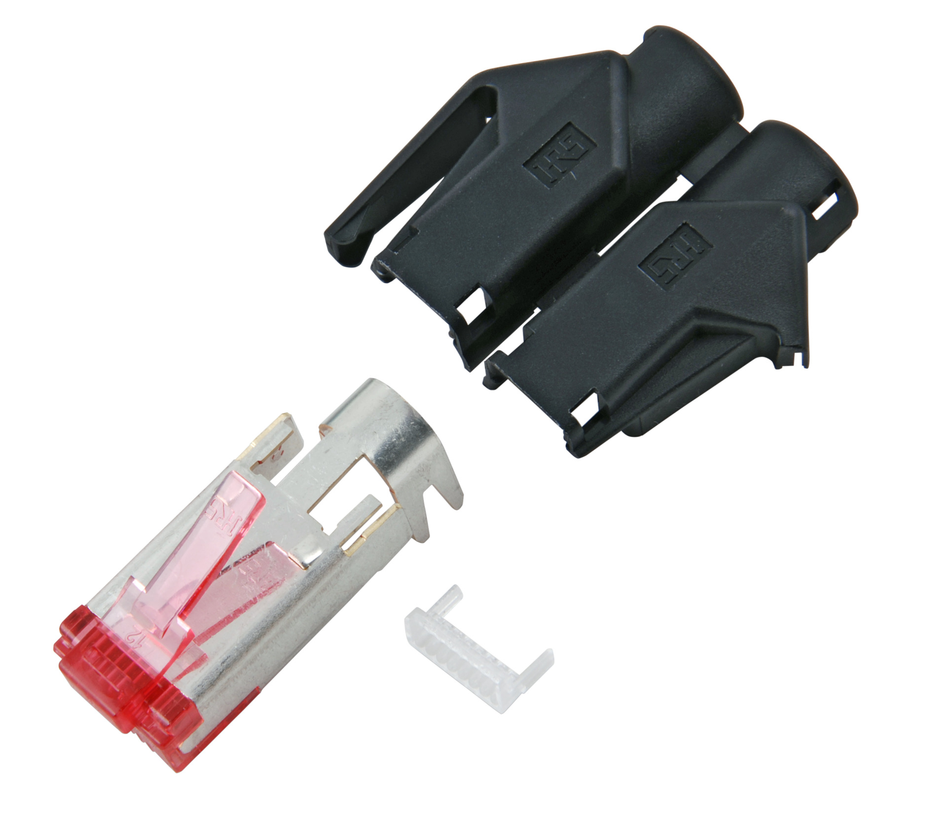 RJ45-Hirose Stecker STP, TM21 schwarz, ,10 Stück, 3 Elemente, Cat. 6