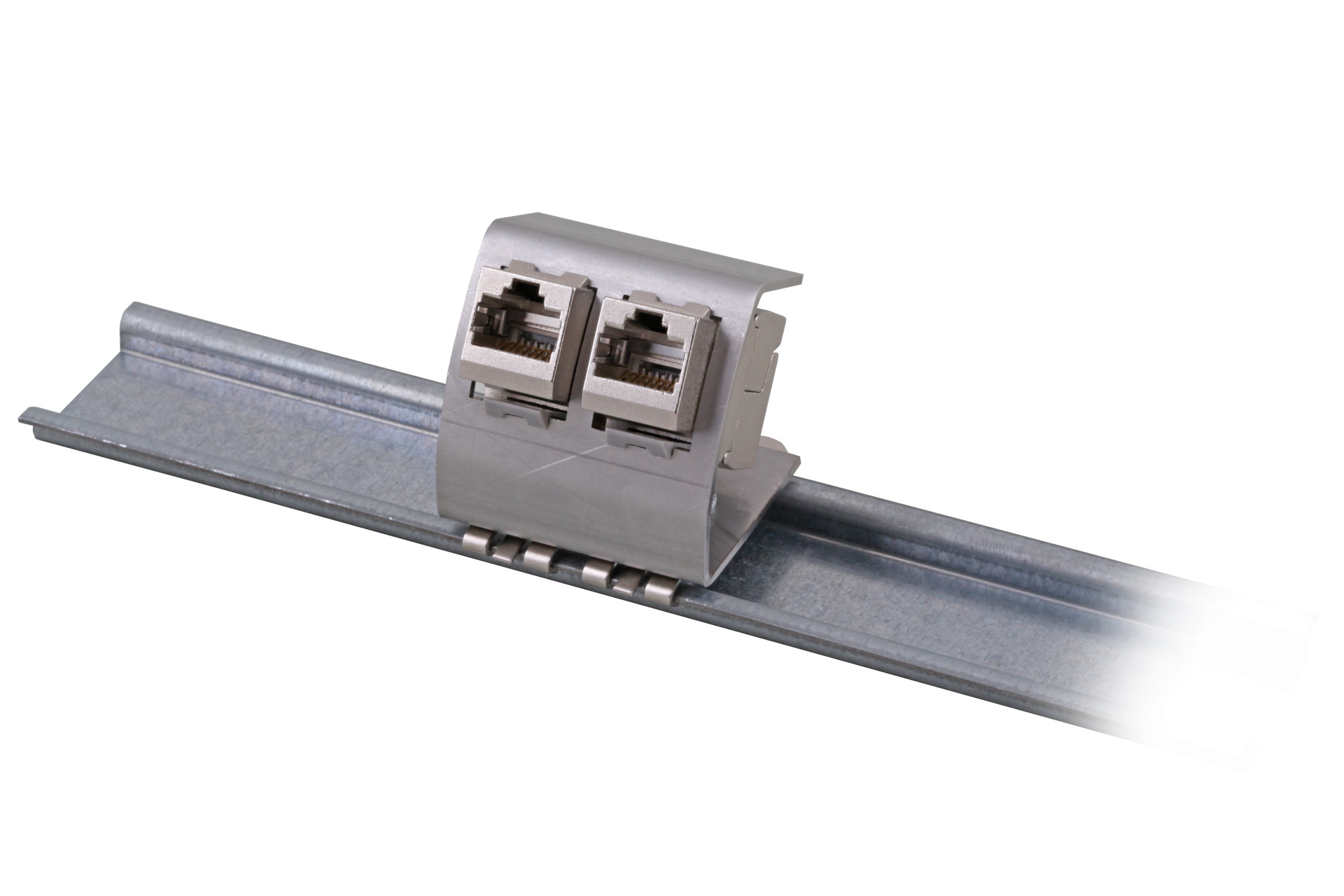 Keystone holder for DIN-Rail, Stainless Steel, for 2 x Keystone